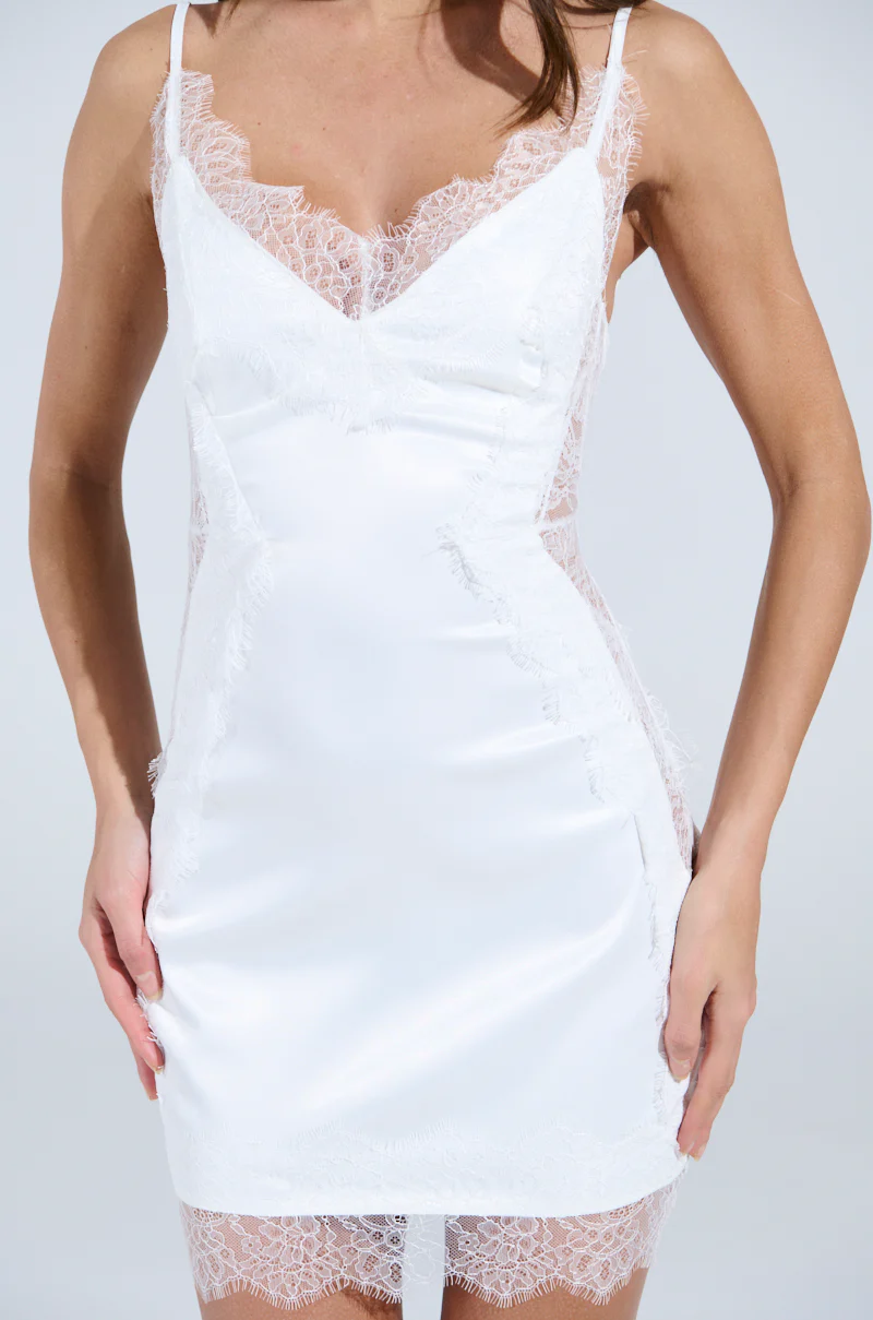 SHOW US WHAT YOU GOT SATIN MINI DRESS IN WHITE - Image 8