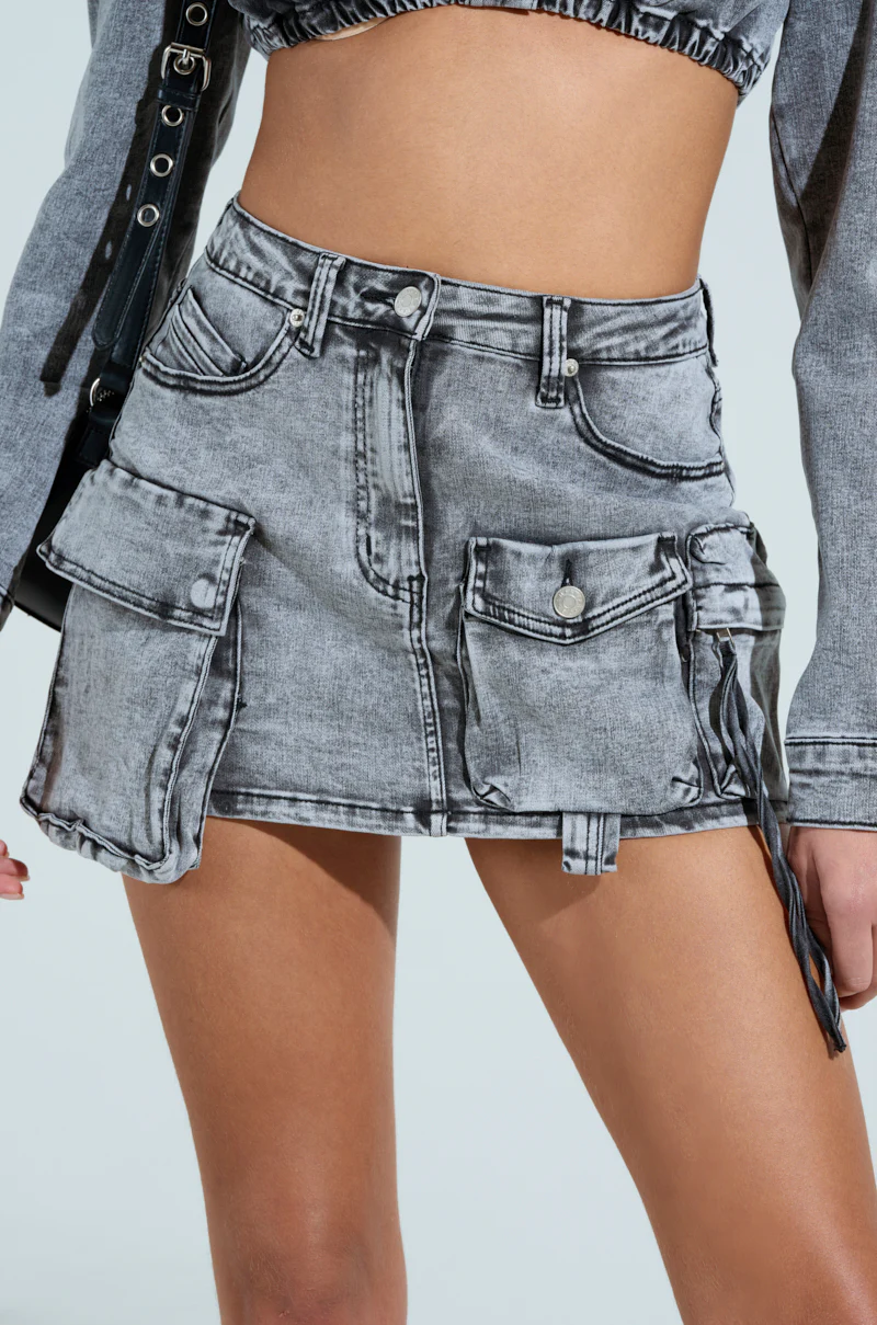 SKY HIGH GREY DENIM MINI SKIRT - Image 7