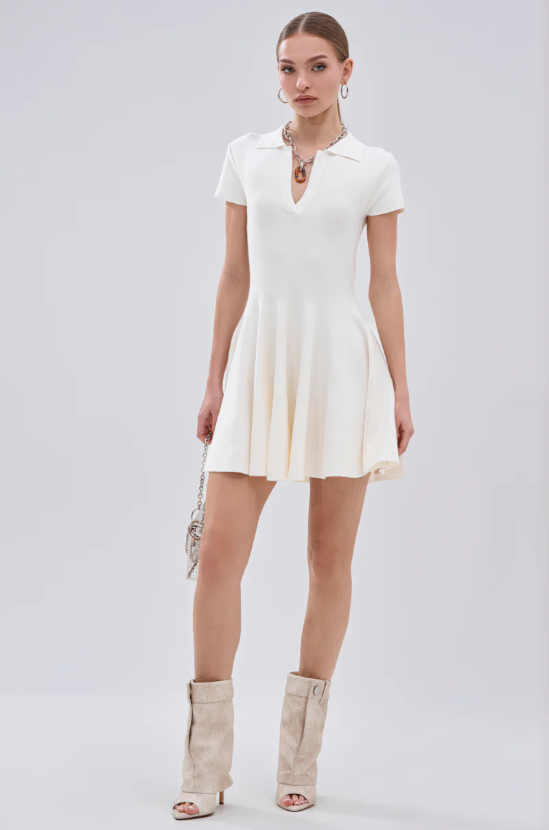 SLEEK AND CHIC KNIT MINI DRESS IN WHITE - Image 7