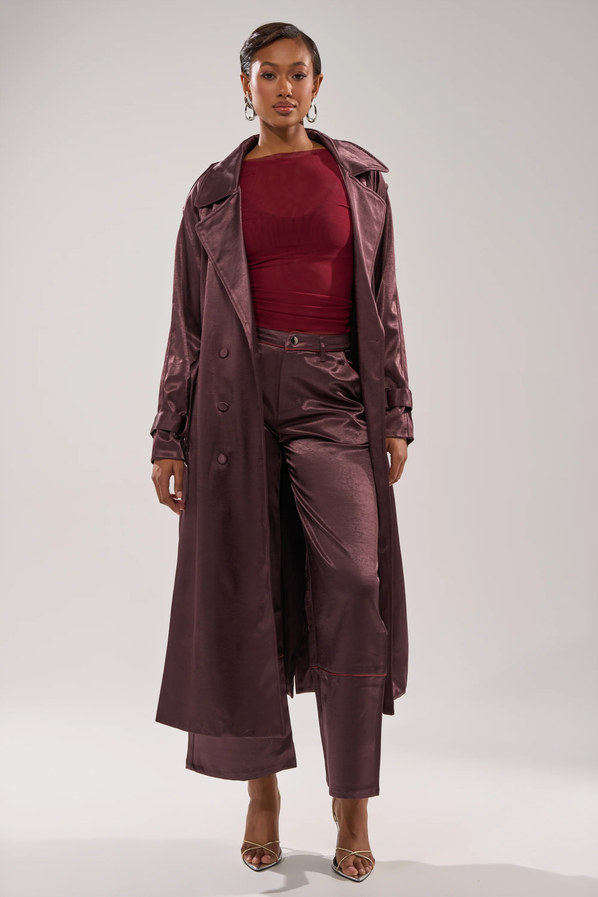 SLOW DOWN SATIN TRENCH - Image 5