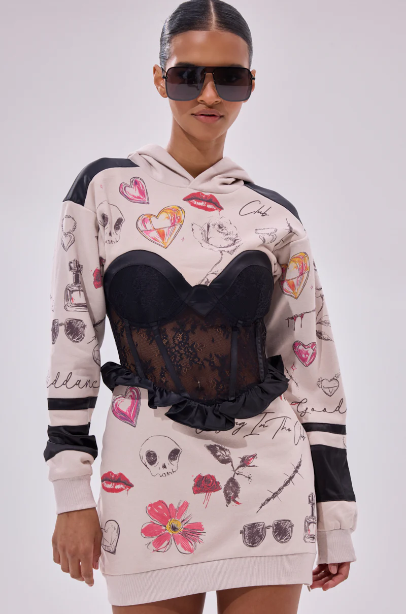 SNATCH ME UP CORSET SWEATSHIRT DRESS - Image 2