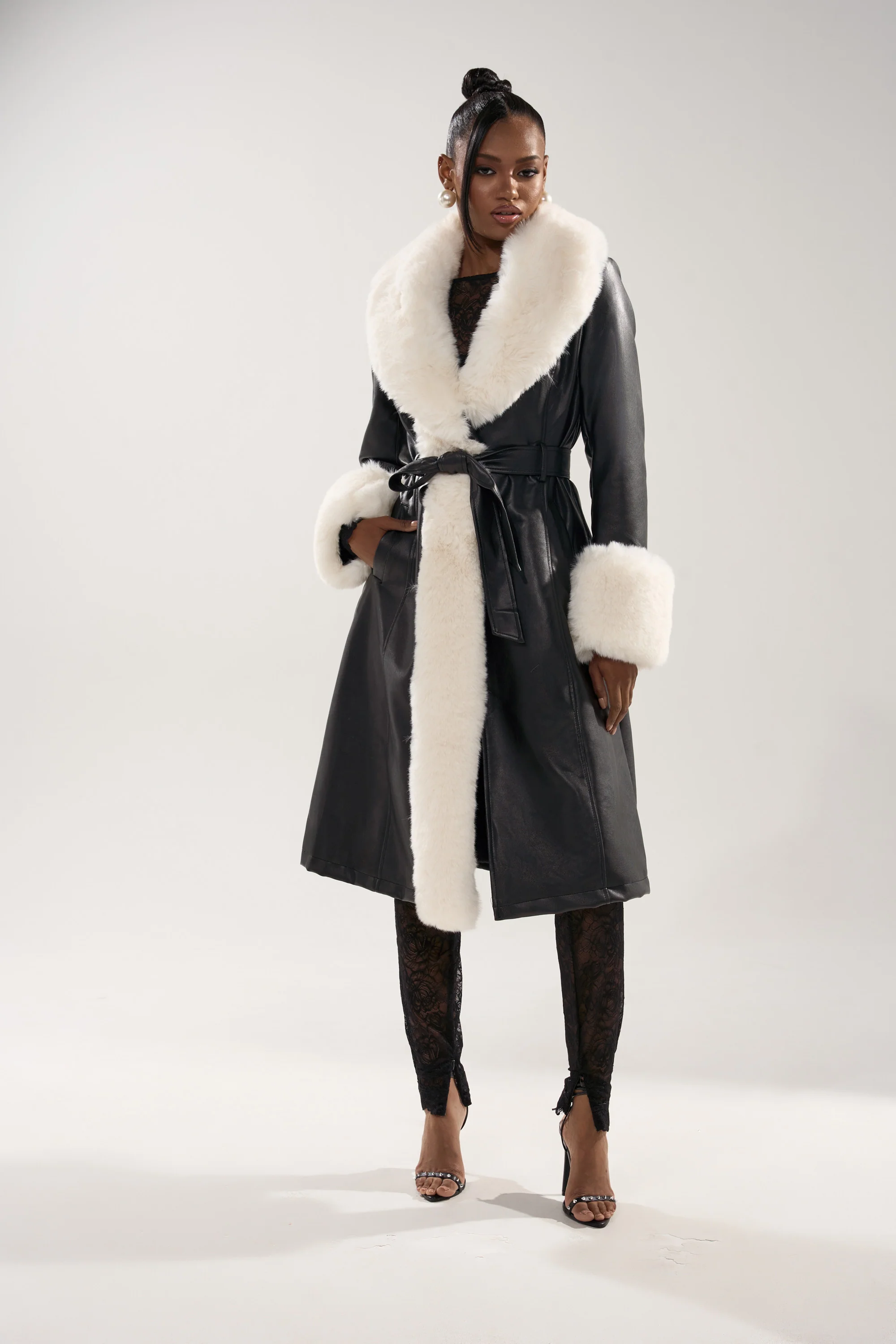 SNOW BUNNY FUR TRIM TRENCH - Image 3
