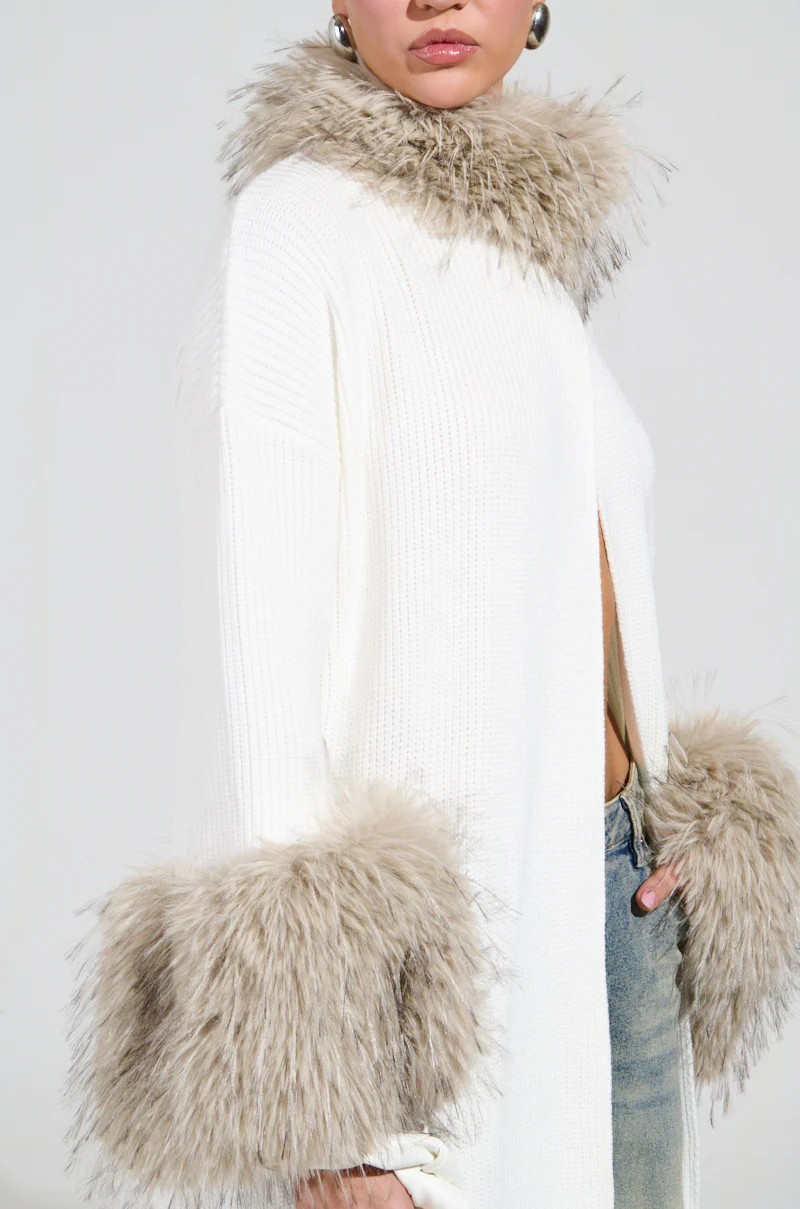 SNOWY NIGHT LONG CARDIGAN IN IVORY - Image 6