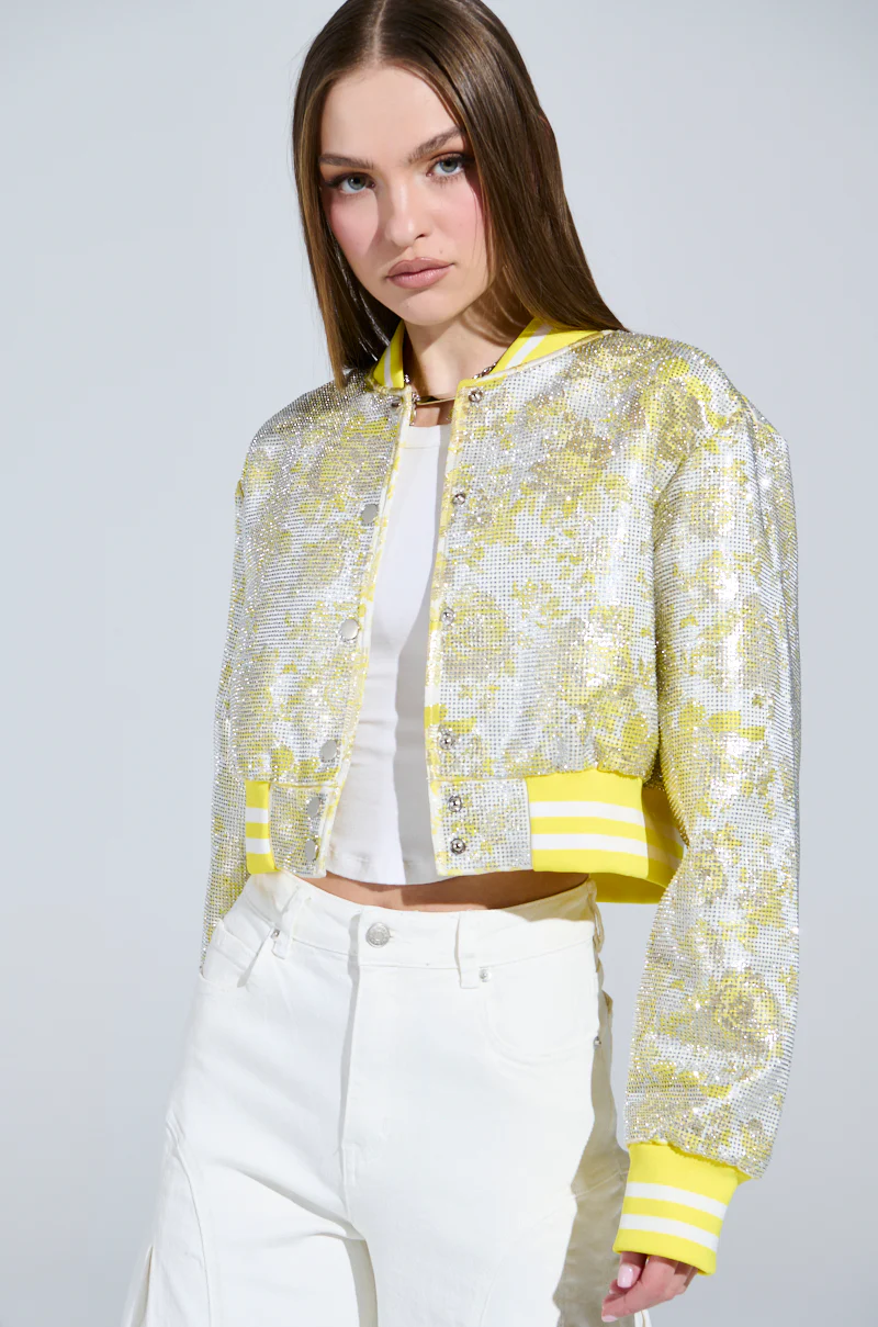 SOLEIL RHINESTONE BROCADE BOMBER - Image 2