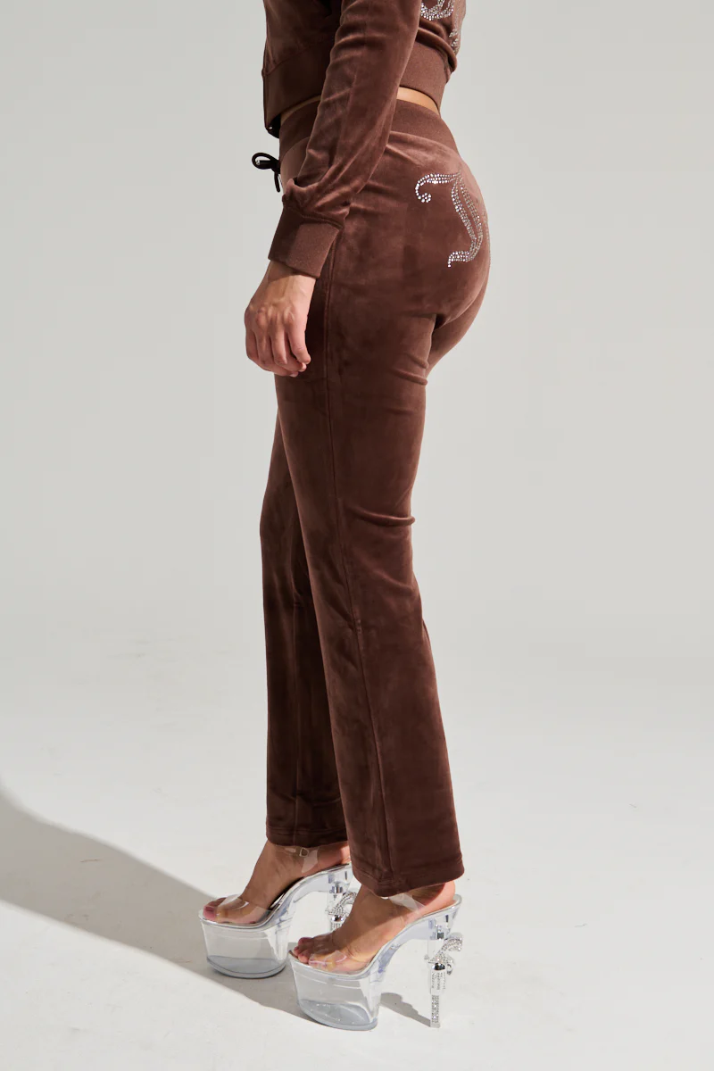 SOLID RIB WAIST VELOUR PANT - Image 4