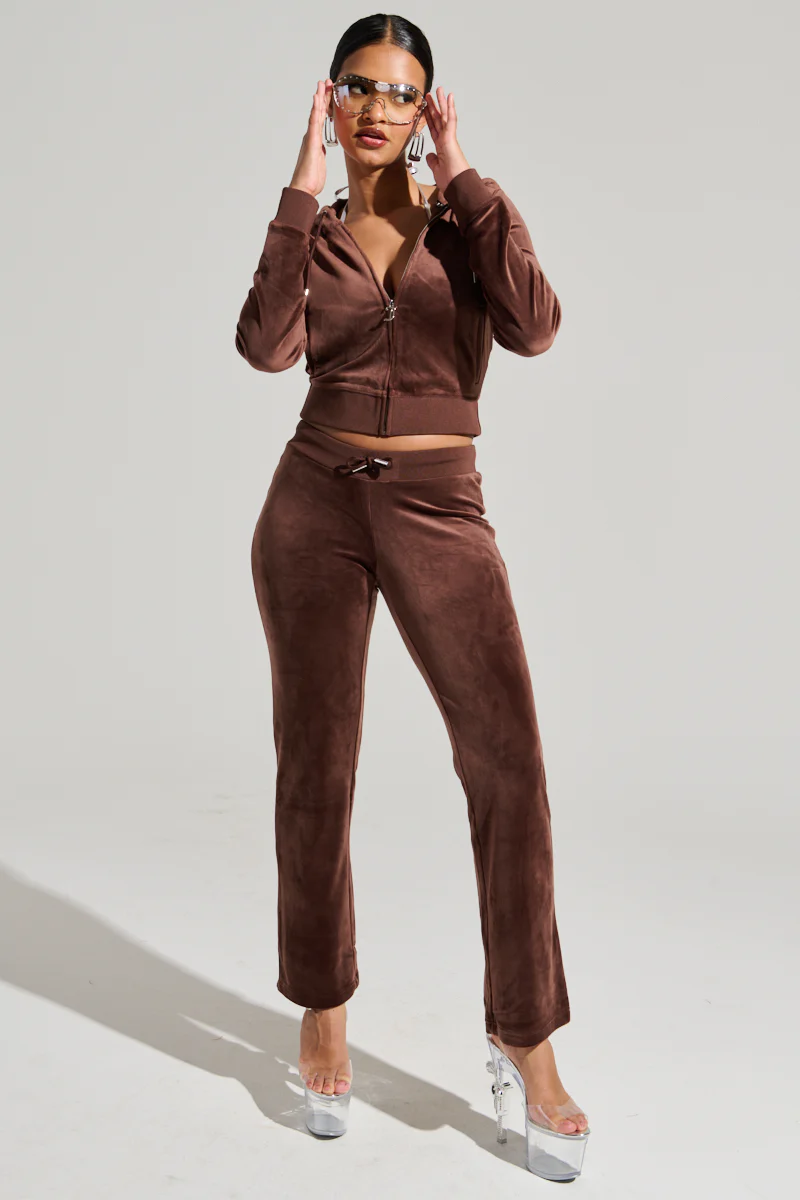 SOLID RIB WAIST VELOUR PANT - Image 7