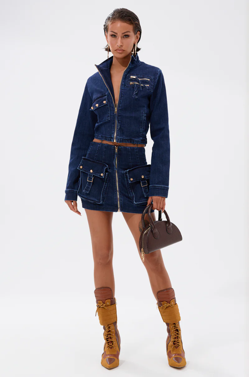 SOMETHING BETTER DENIM ZIP UP TOP - Image 6