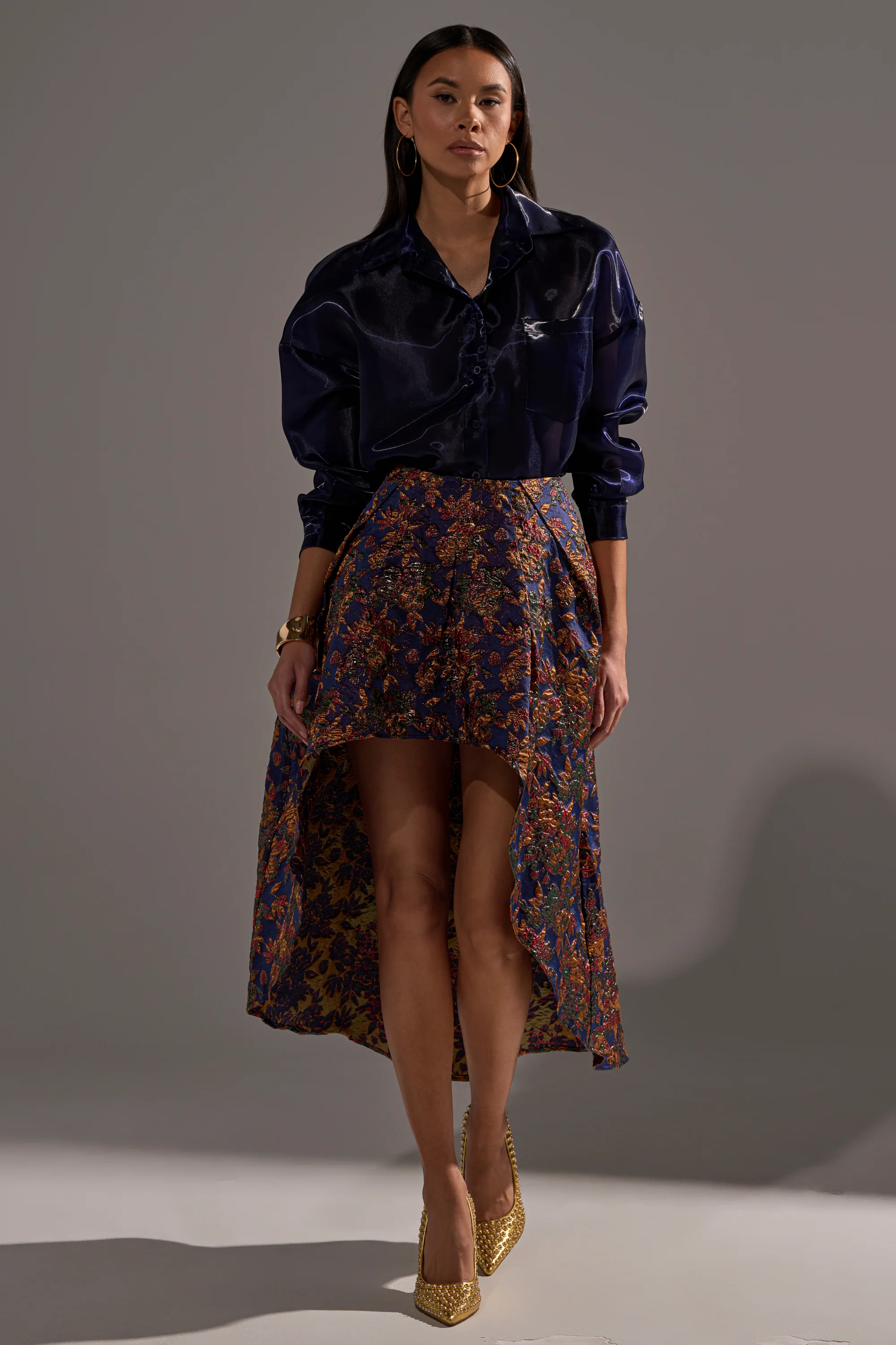 STAR OF THE NIGHT BROCADE MIDI SKIRT - Image 8