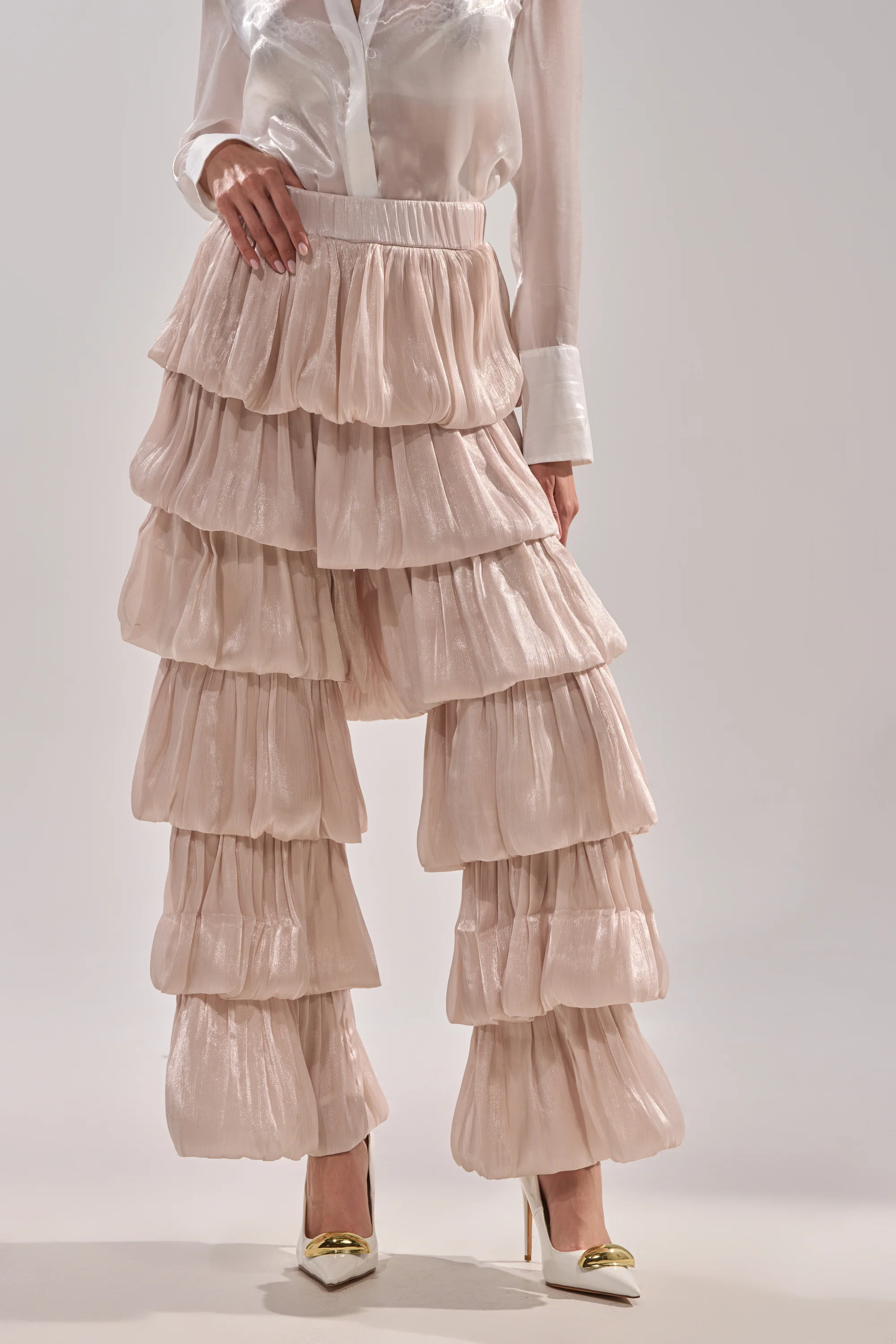 STAR OF THE NIGHT FLOUNCY PANT IN IVORY - Image 3