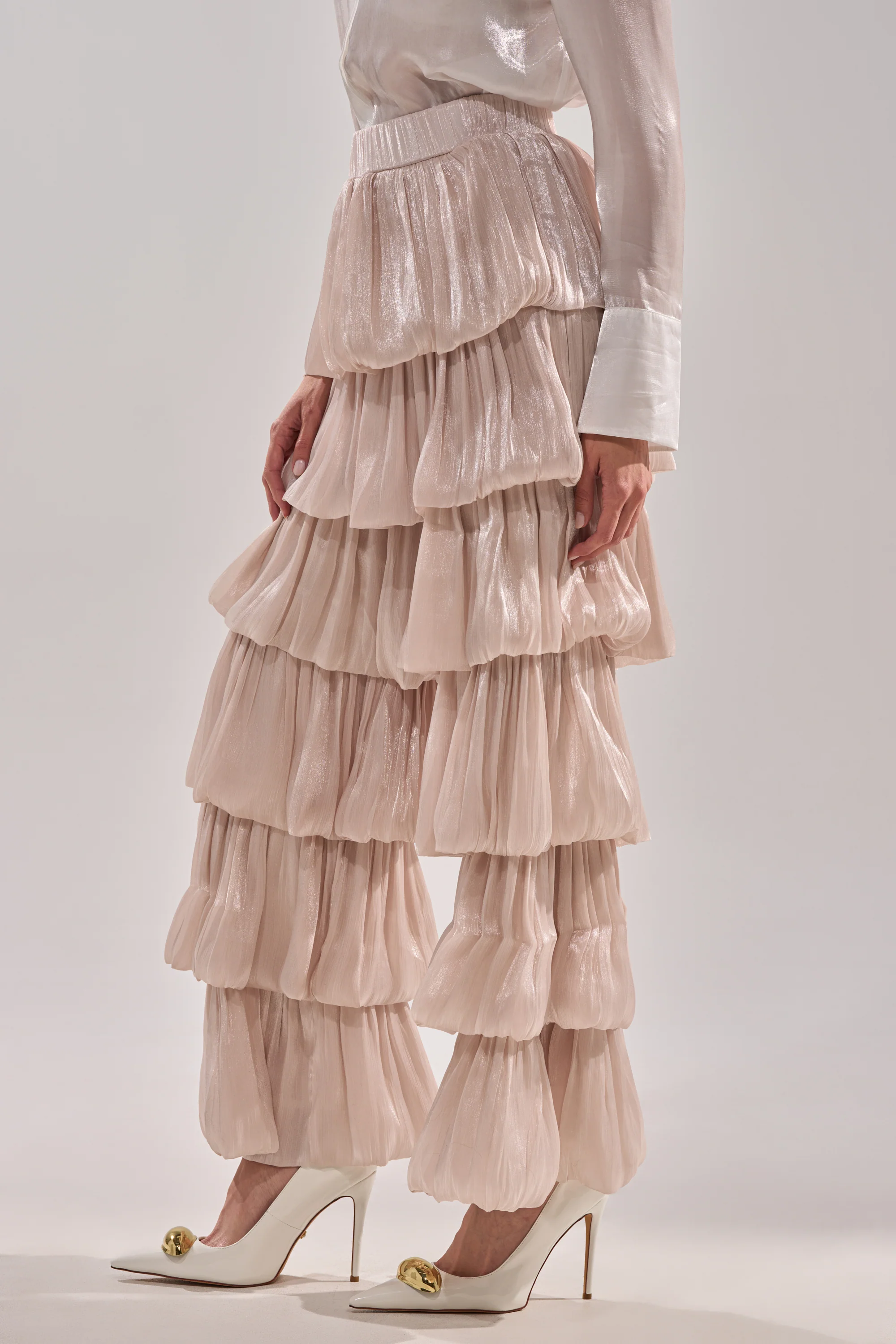 STAR OF THE NIGHT FLOUNCY PANT IN IVORY - Image 4