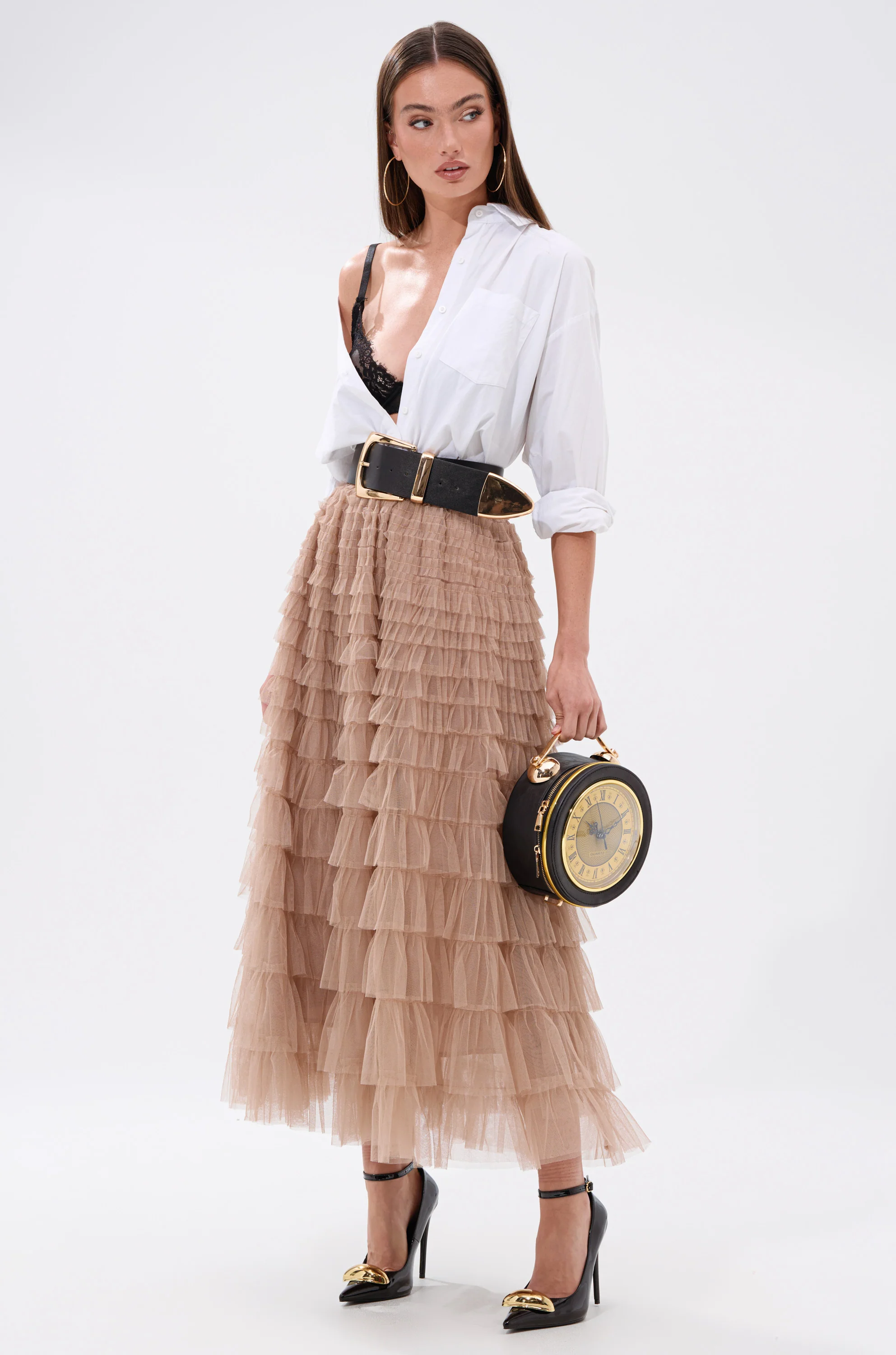 STARS ALIGNED MESH RUFFLE MAXI SKIRT - Image 6