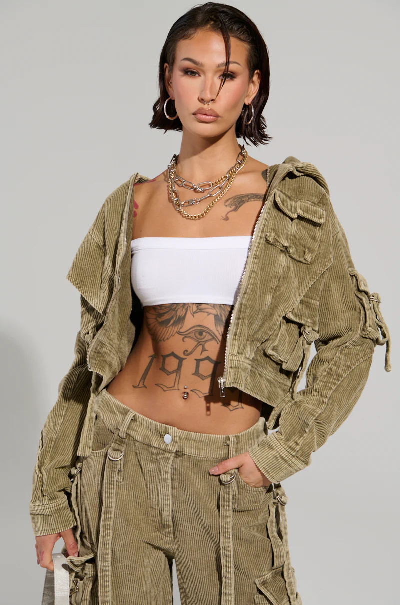 STEALTHY CORDUROY CARGO BOMBER - Image 2