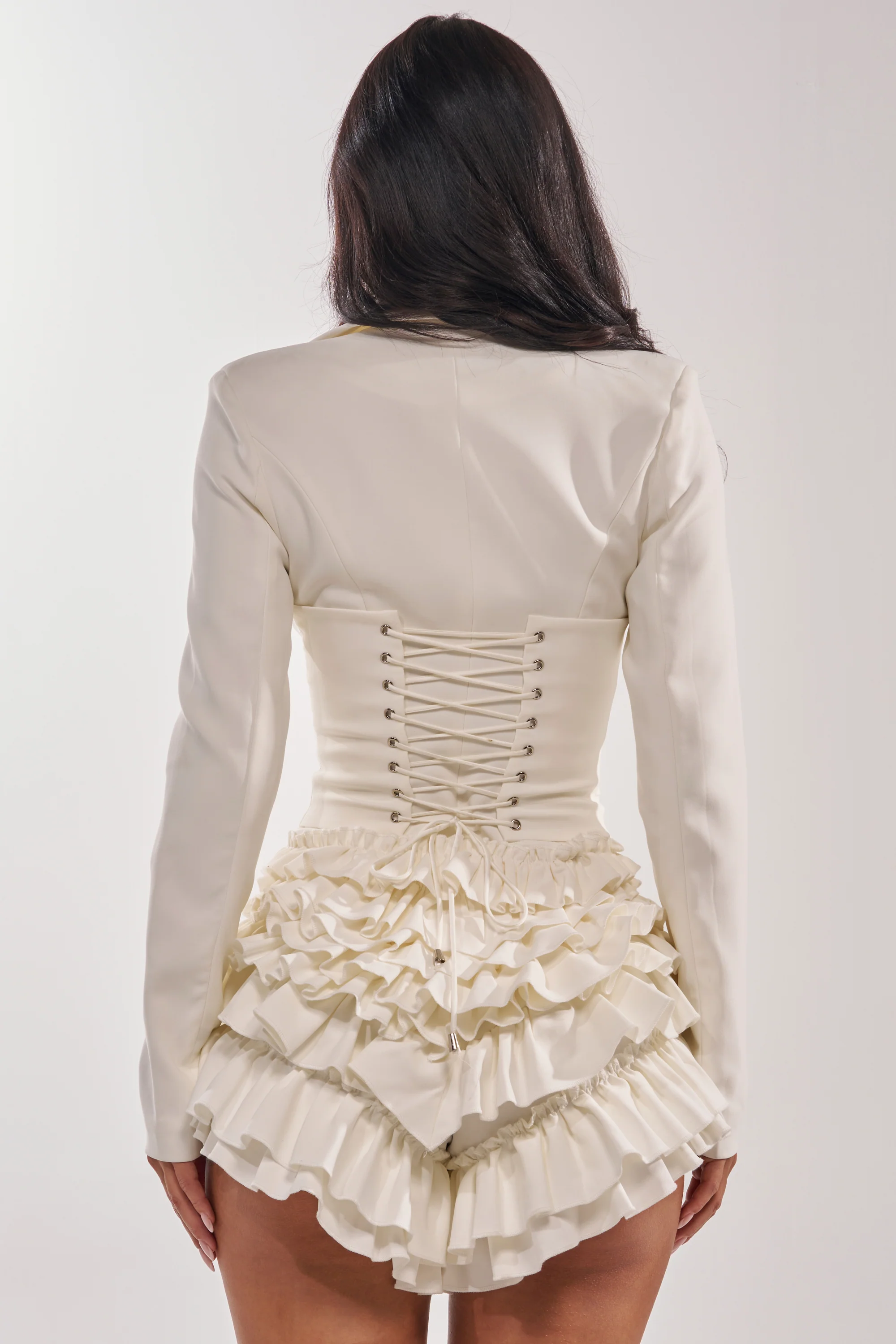 STRICTLY BUSINESS BLAZER ROMPER IN WHITE - Image 5