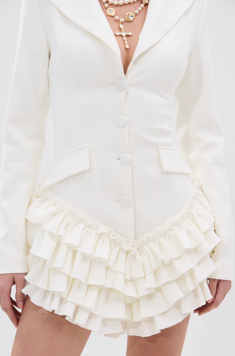 STRICTLY BUSINESS BLAZER ROMPER IN WHITE - Image 8