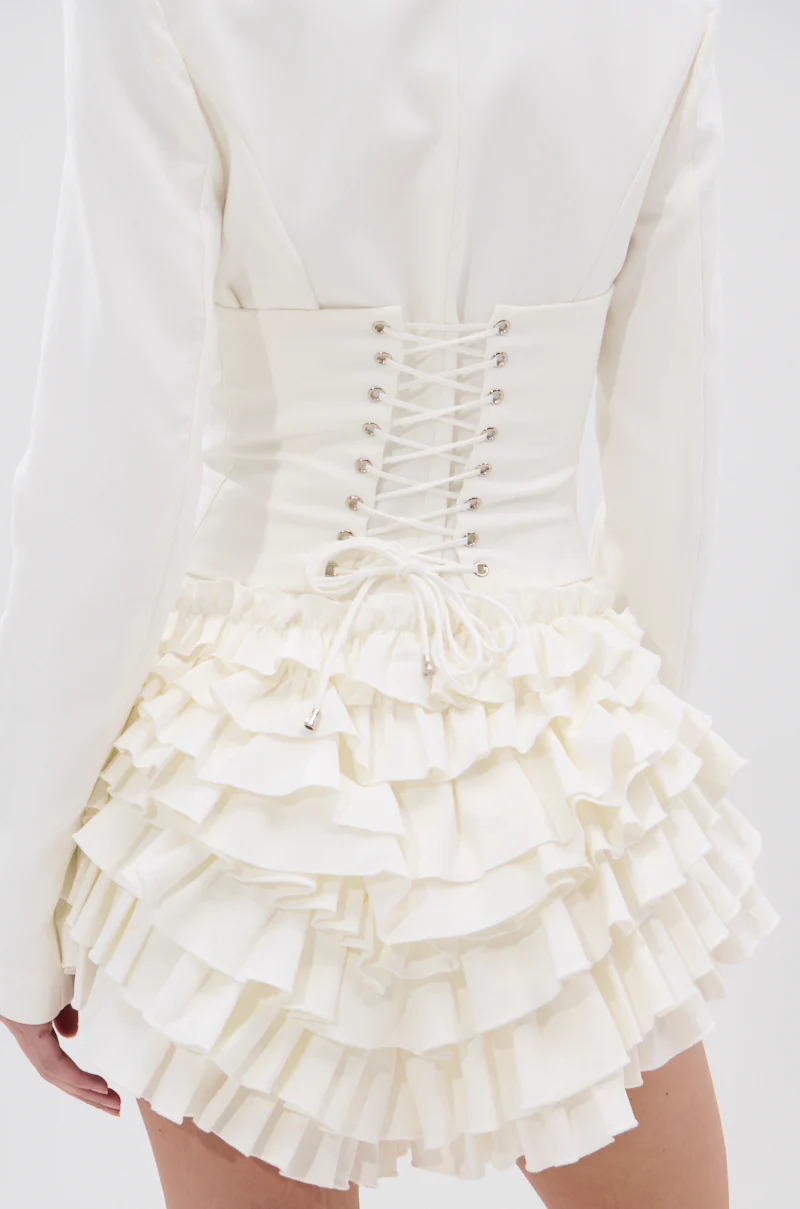 STRICTLY BUSINESS BLAZER ROMPER IN WHITE - Image 9