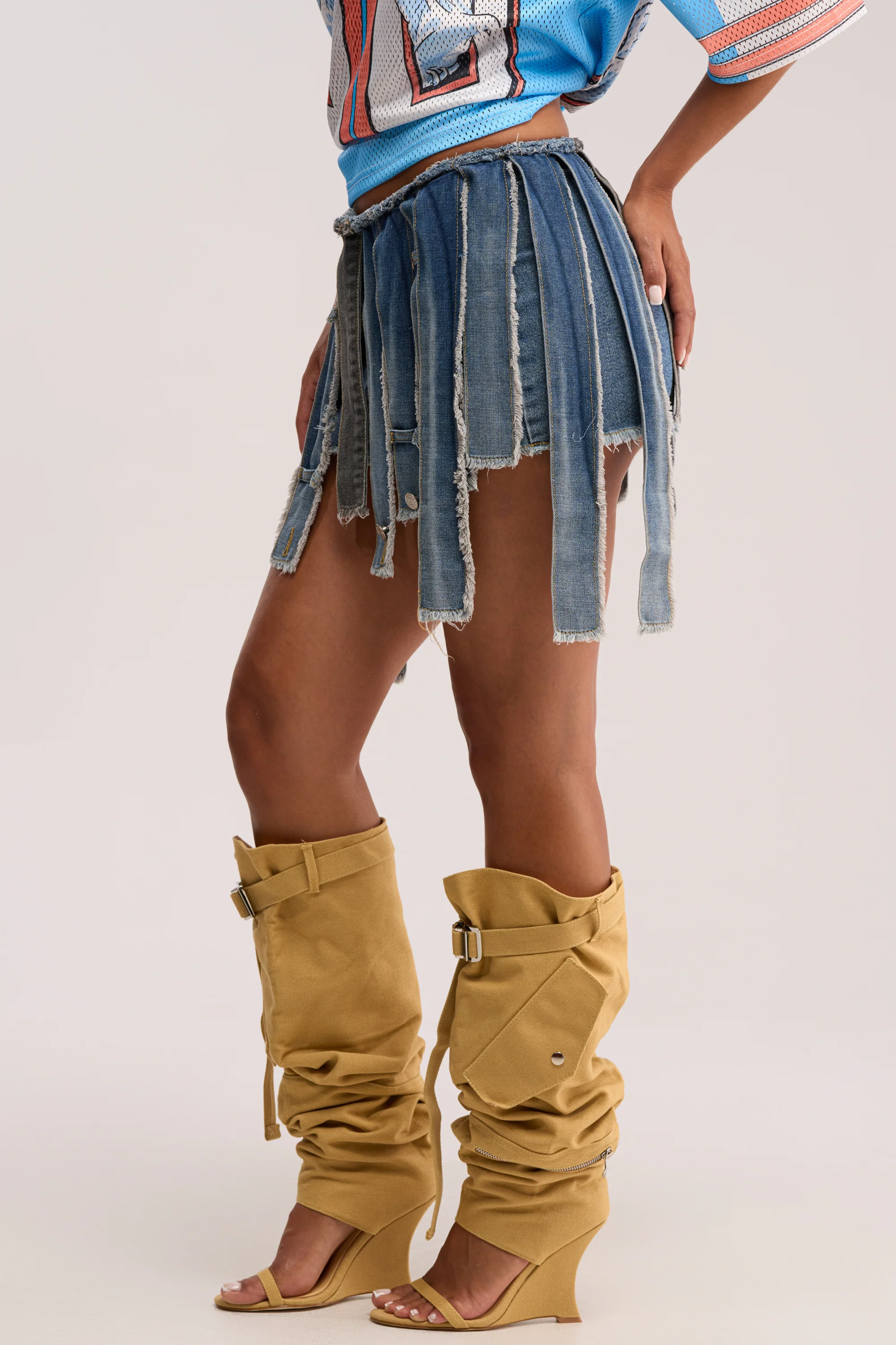 STRIPPED DENIM SKIRT - Image 3
