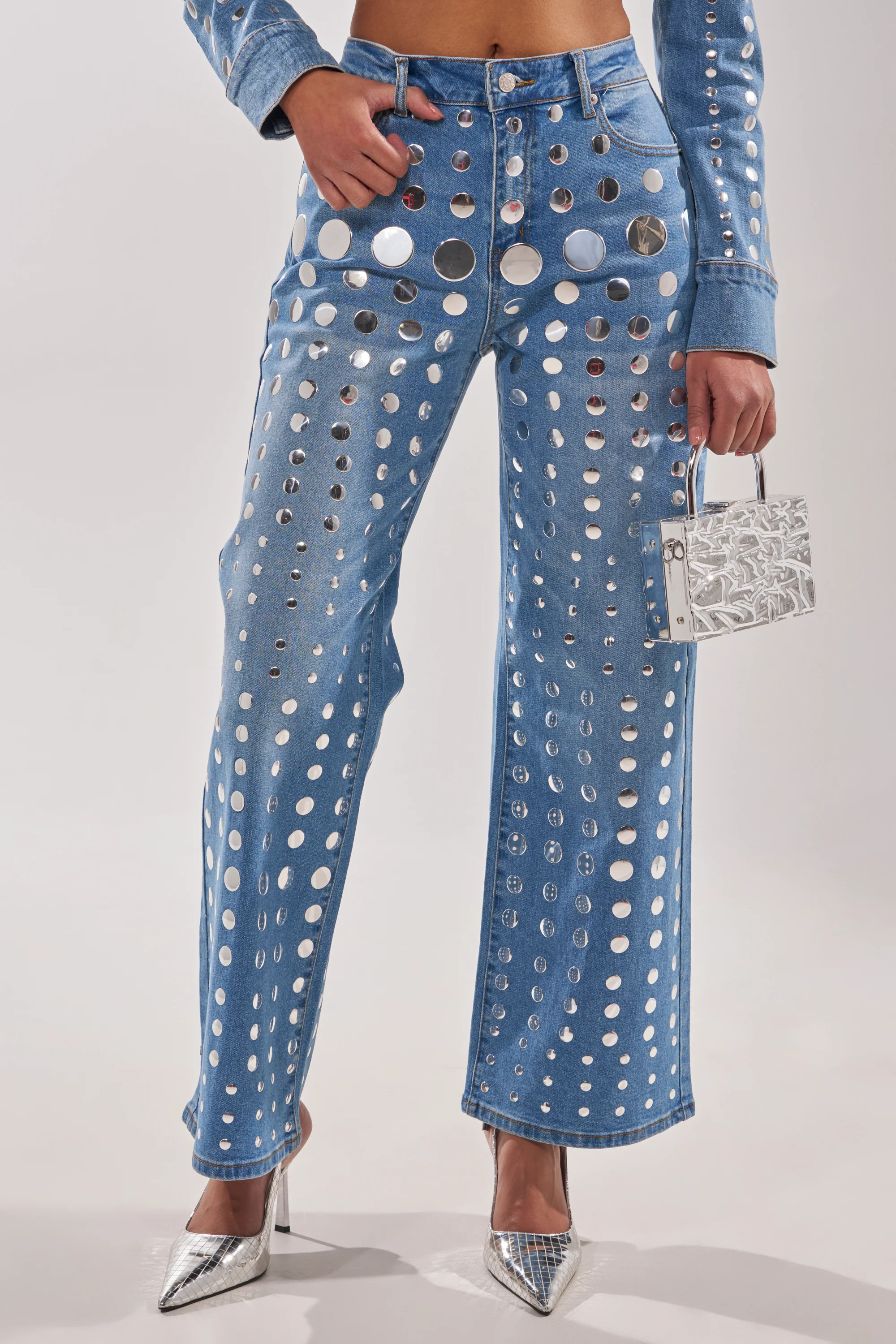 STUDS EVERYWHERE RELAXED DENIM PANT - Image 4