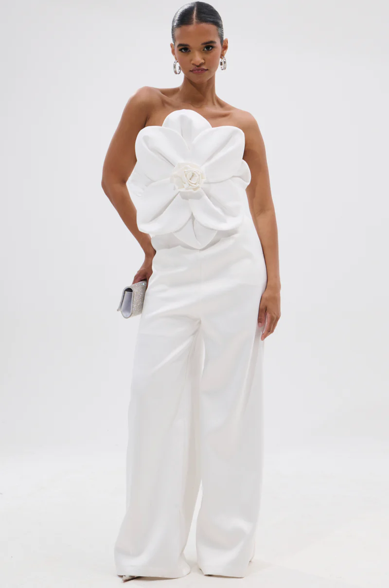 SUMMER BLOOMS WIDE LEG JUMPSUIT IN WHITE - Image 4