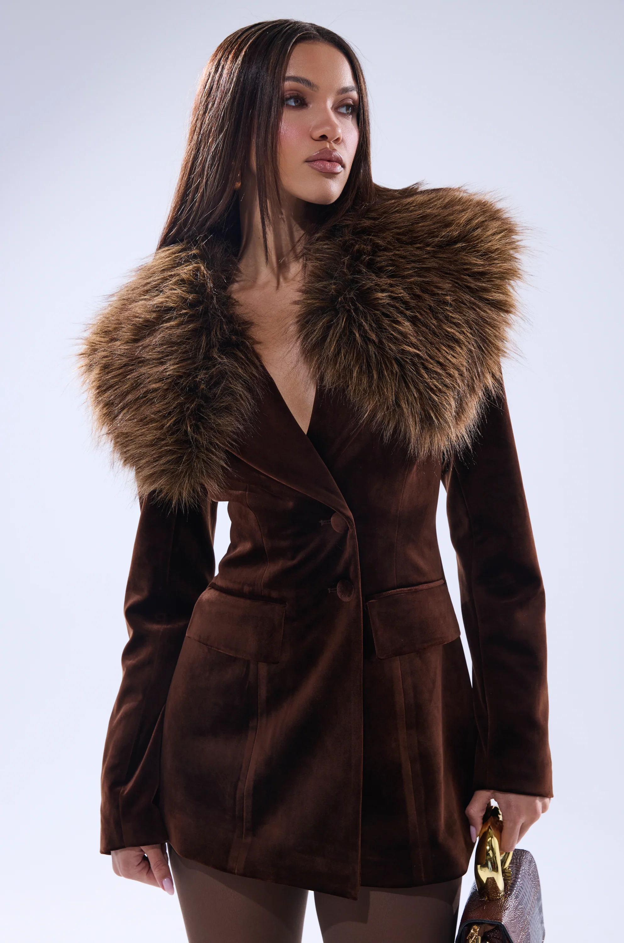 SUNDAY VELVET BLAZER WITH REMOVABLE FUR COLLAR - Image 2