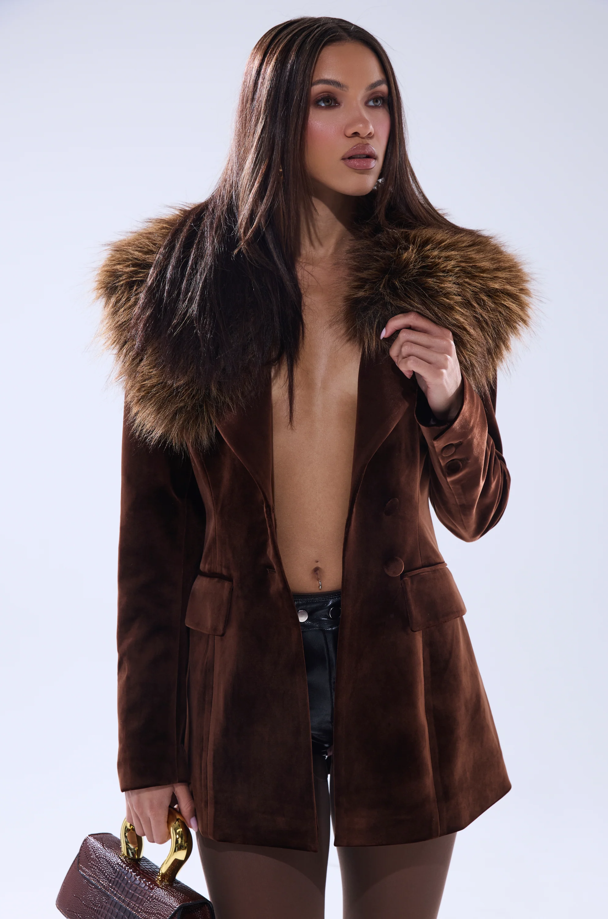 SUNDAY VELVET BLAZER WITH REMOVABLE FUR COLLAR - Image 3