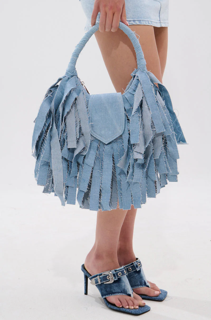 SUZIE DENIM FRINGE PURSE - Image 2