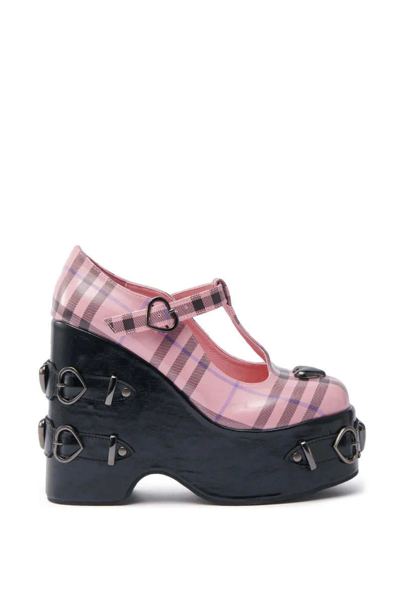 KOI FOOTWEAR SWEET APATHY PINK HEART WEDGE PUMP - Image 3