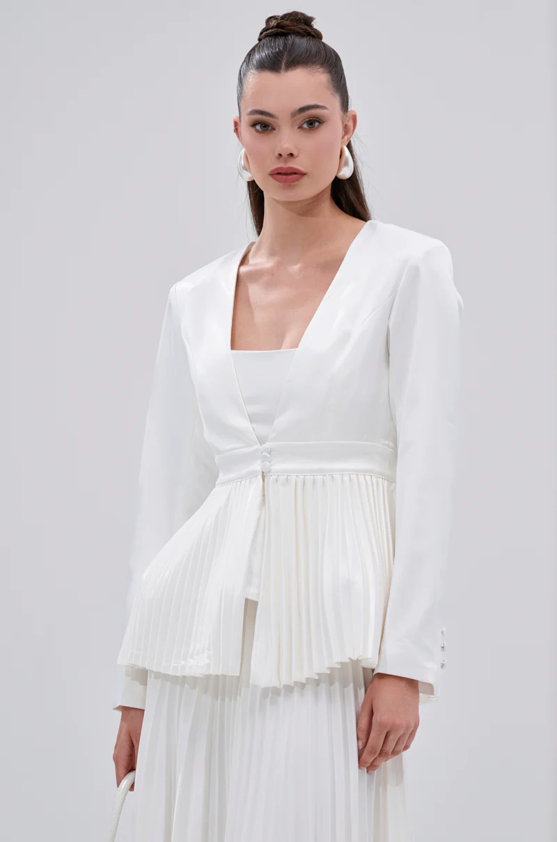 SWEET THING PLEATED SATIN BLAZER
