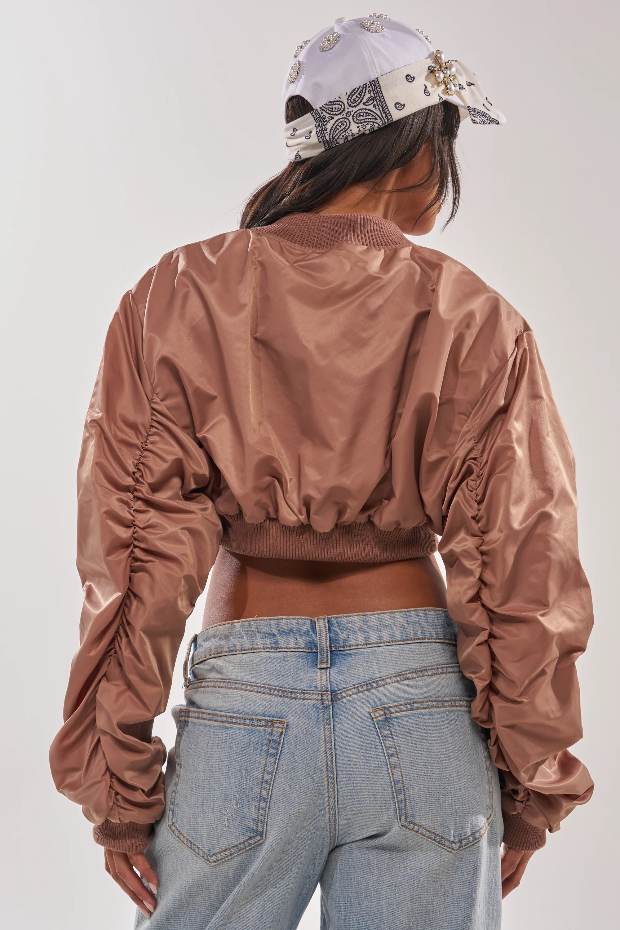 TAKE IT EASY CROPPED BOMBER IN MAUVE - Image 6
