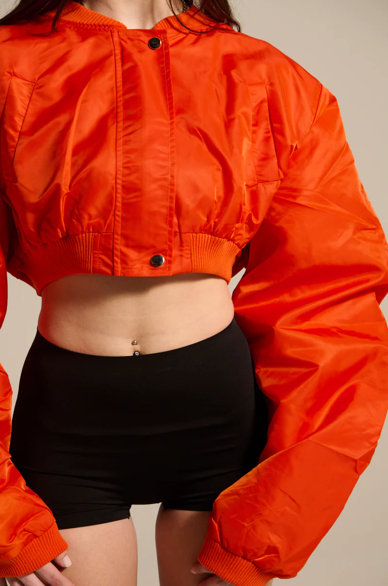 TAKE IT EASY CROPPED BOMBER IN ORANGE - Image 8