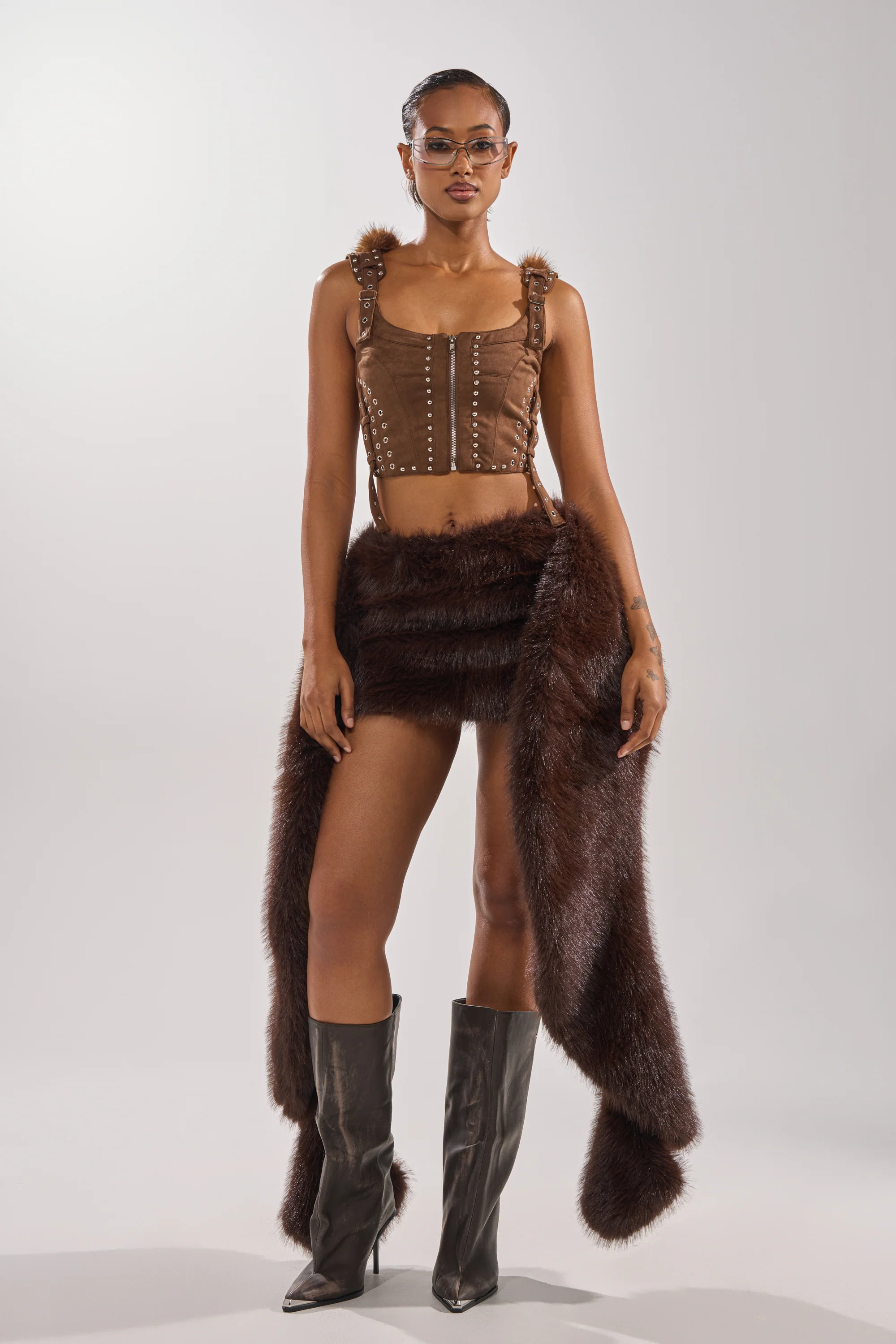 TAKE ME TO THE RODEO HOODED FUR TOP - Image 8