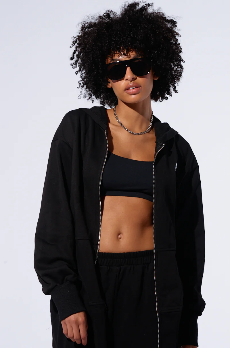 TAKE THE LONG WAY OVERSIZED ZIP UP HOODIE - Image 3