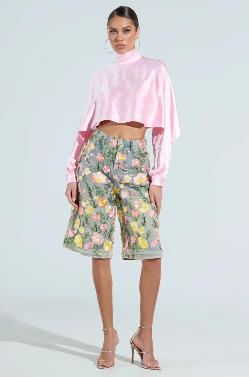 TALIA SATIN MOCK NECK BLOUSE - Image 6