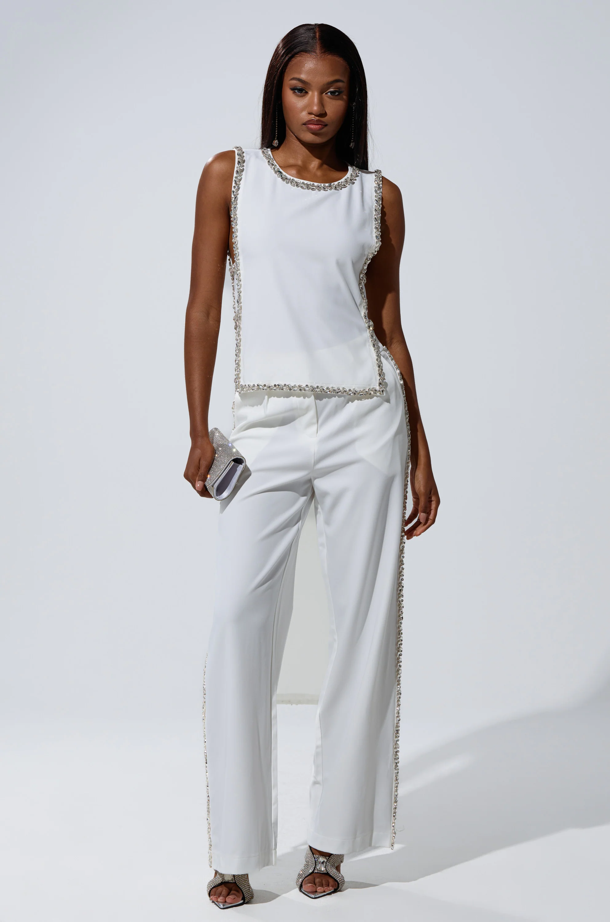 TALK TO ME BABY BLOUSE WITH RHINESTONE IN WHITE - Image 5