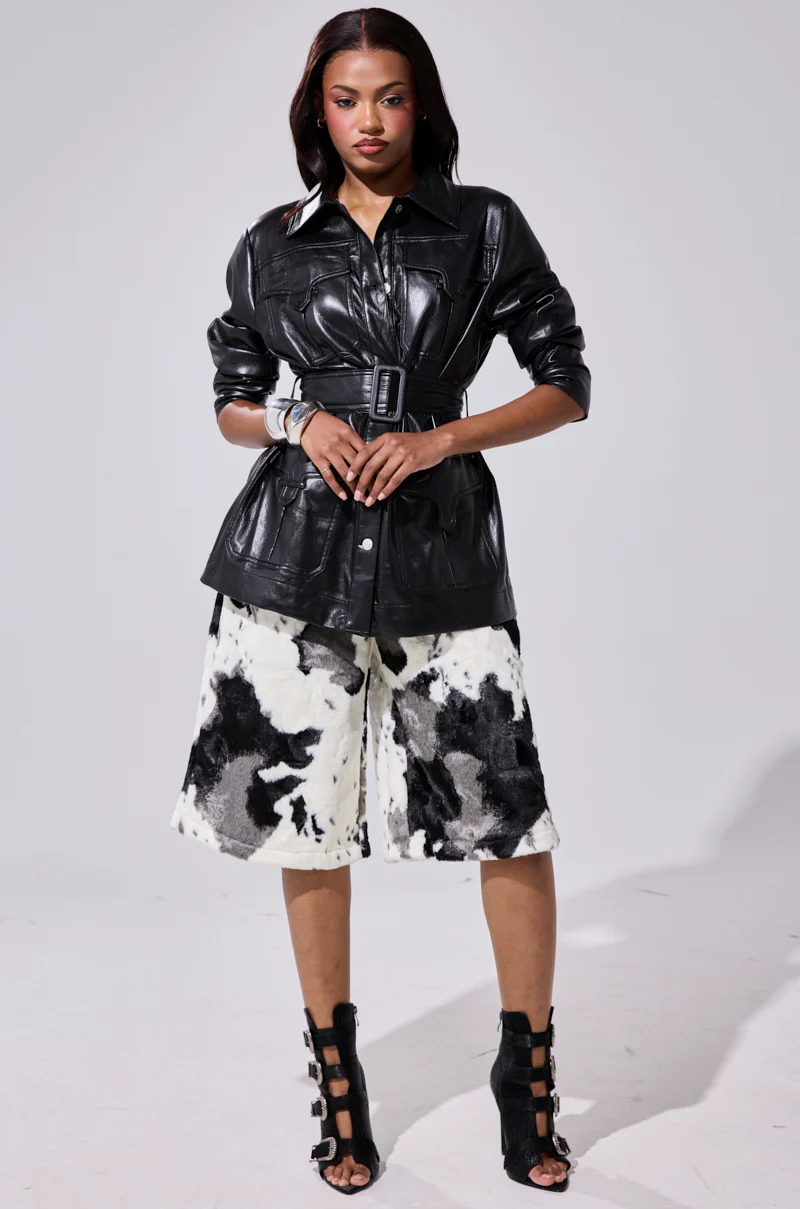 TALK TO ME BABY FAUX LEATHER BUTTON DOWN - Image 10