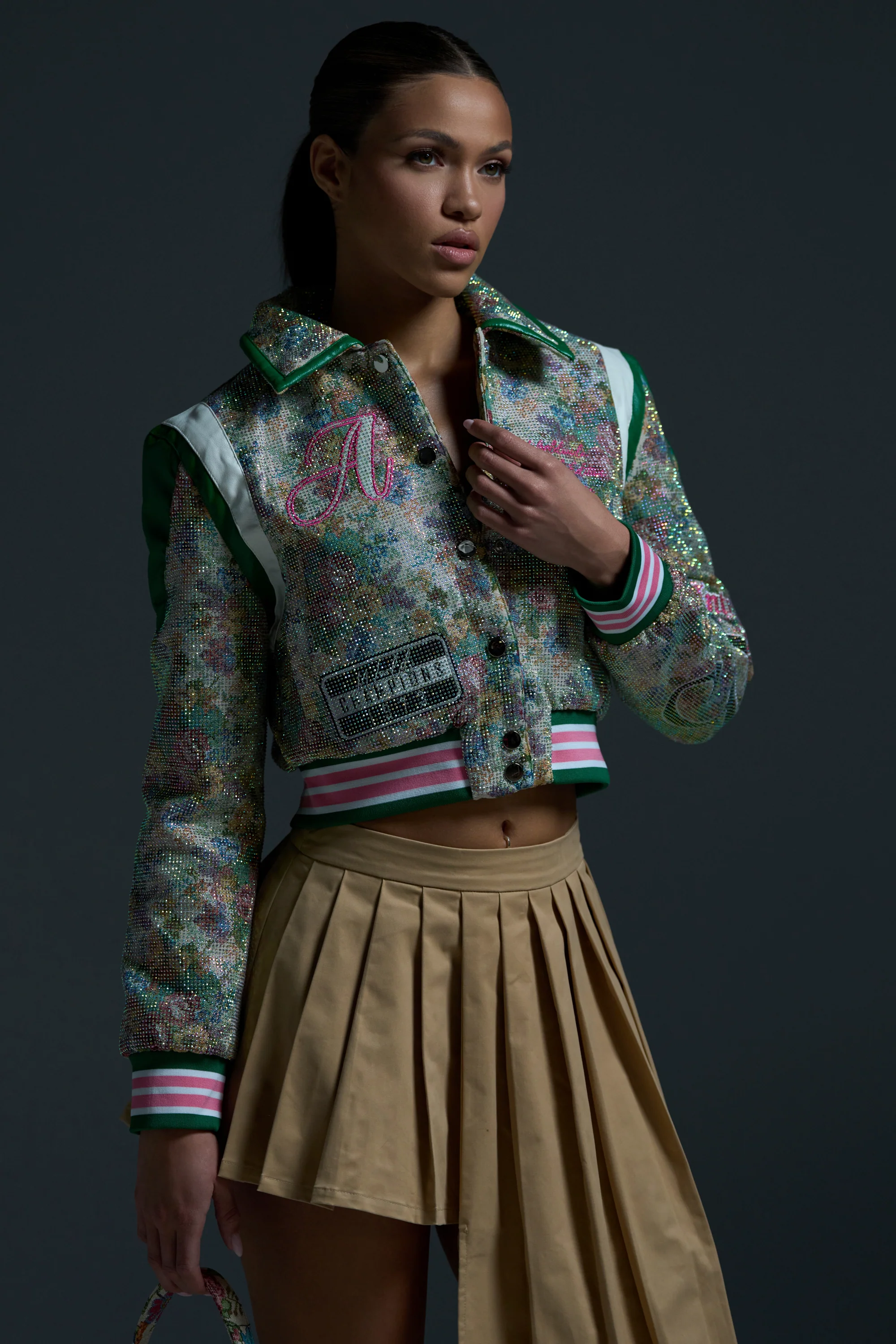 TAPPED OUT RHINESTONE BOMBER - Image 3