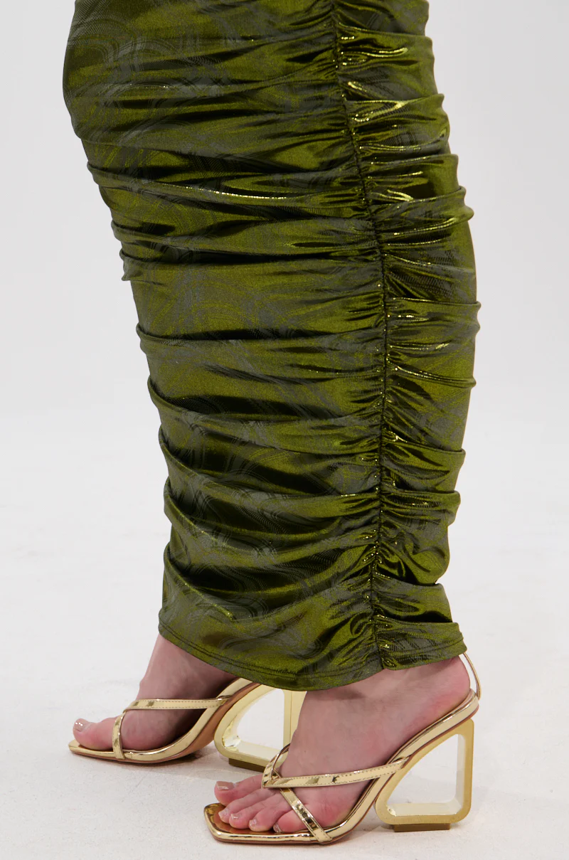 TAYLOR METALLIC RUCHED MAXI SKIRT - Image 9