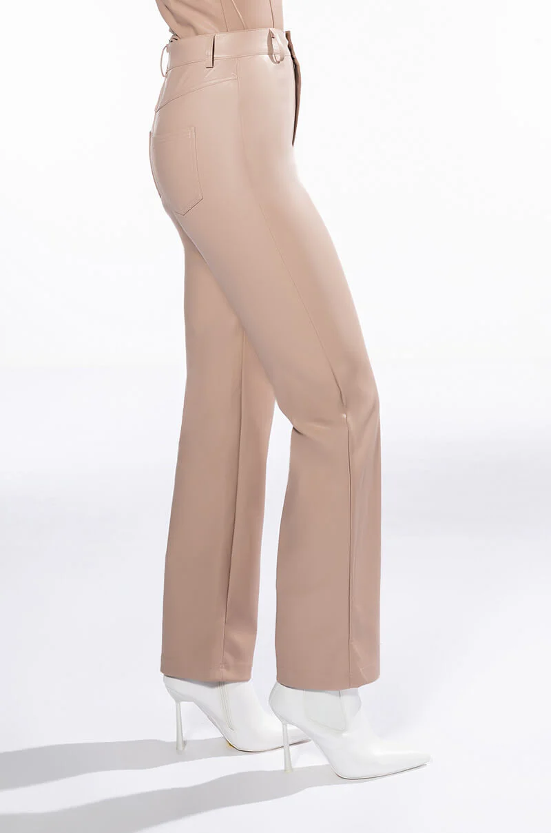 TE QUIERO HIGH RISE VEGAN LEATHER STRAIGHT LEG PANTS - Image 4