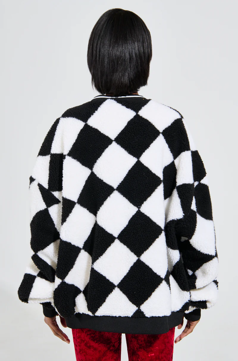 TEDDY BEAR CUTE CHECKERED BUTTON DOWN CARDIGAN - Image 5