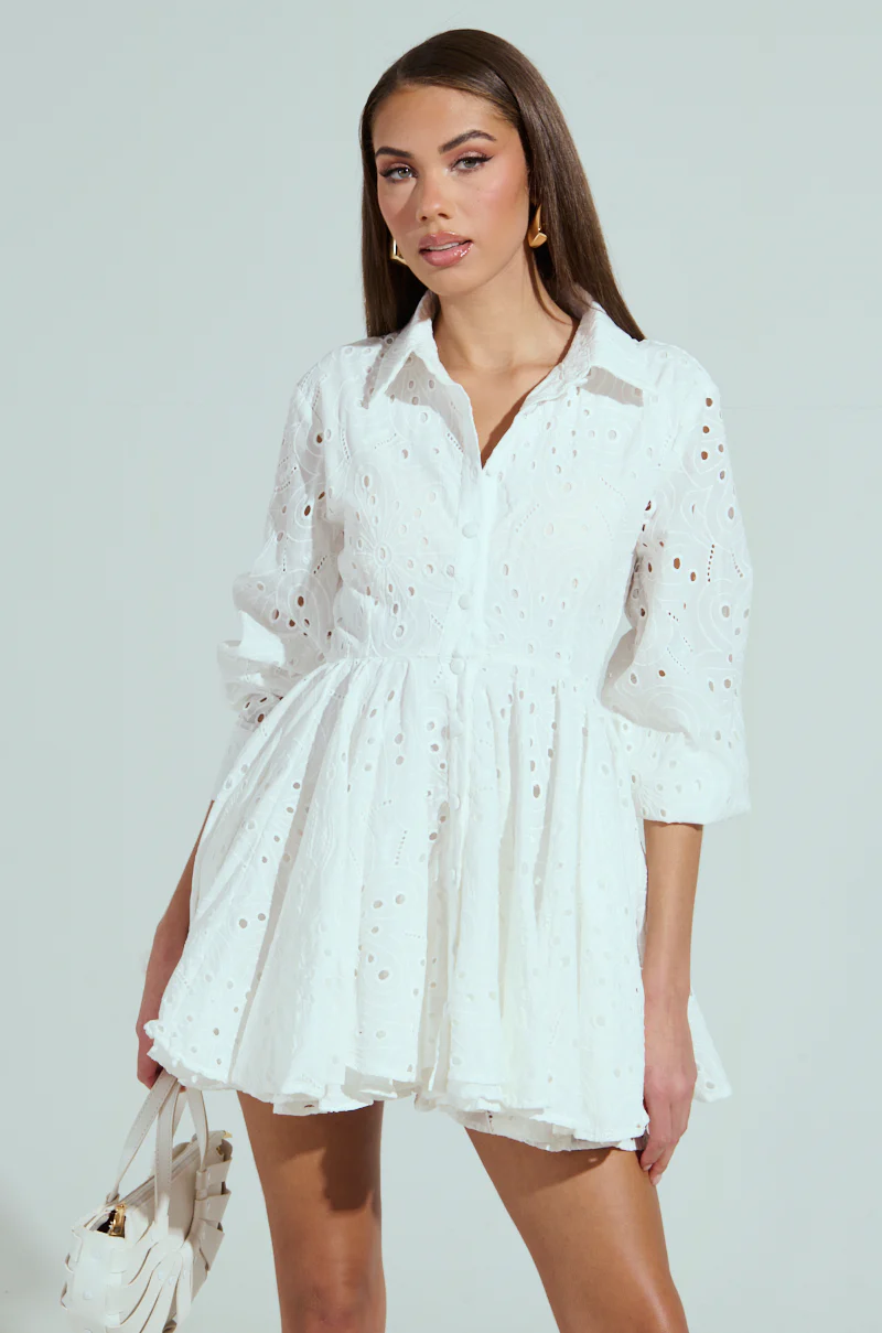 THE IT GIRL MINI DRESS IN EYELET - Image 3