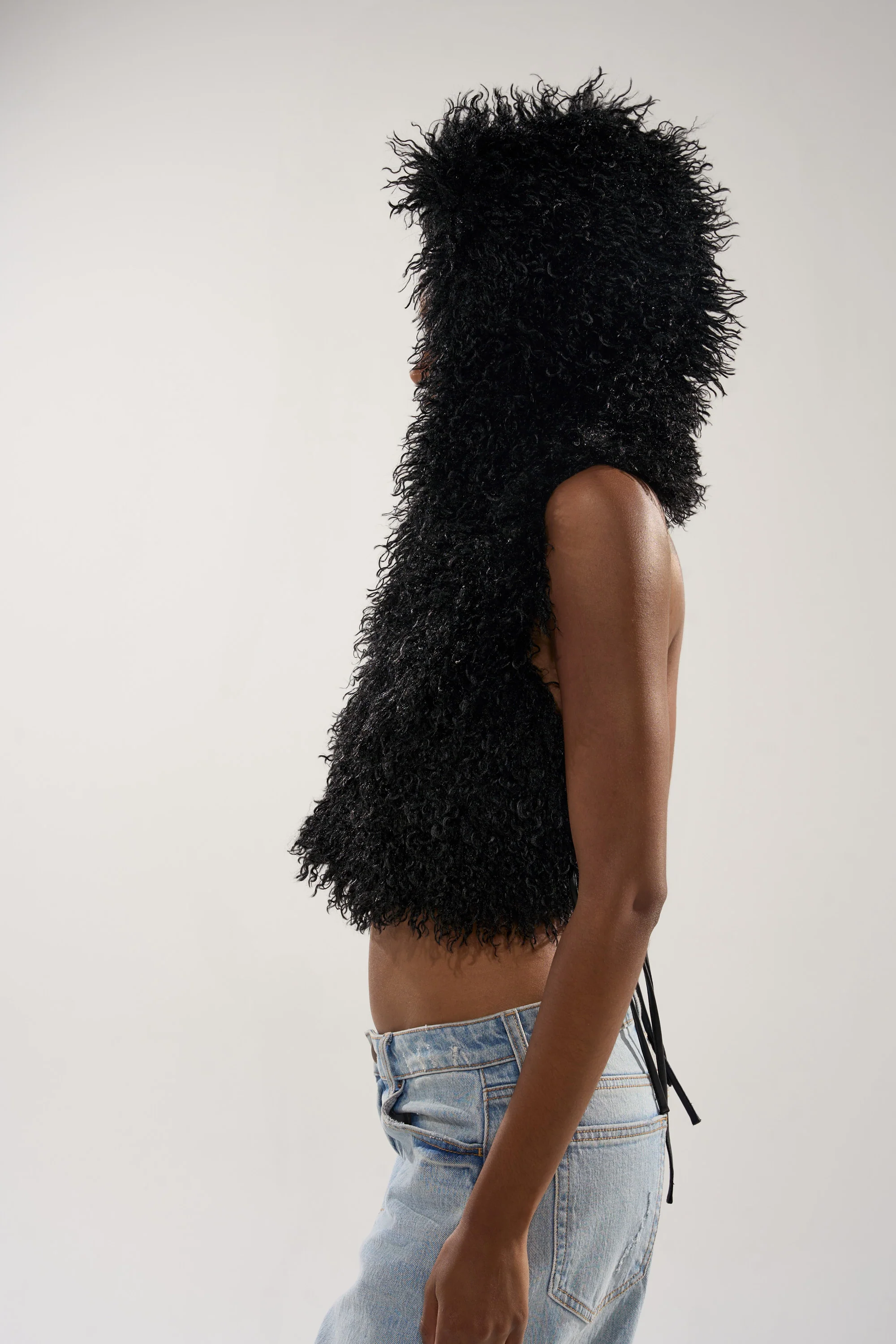 THINK ABOUT YOU ALL THE TIME FUR BLOUSE IN BLACK - Image 7