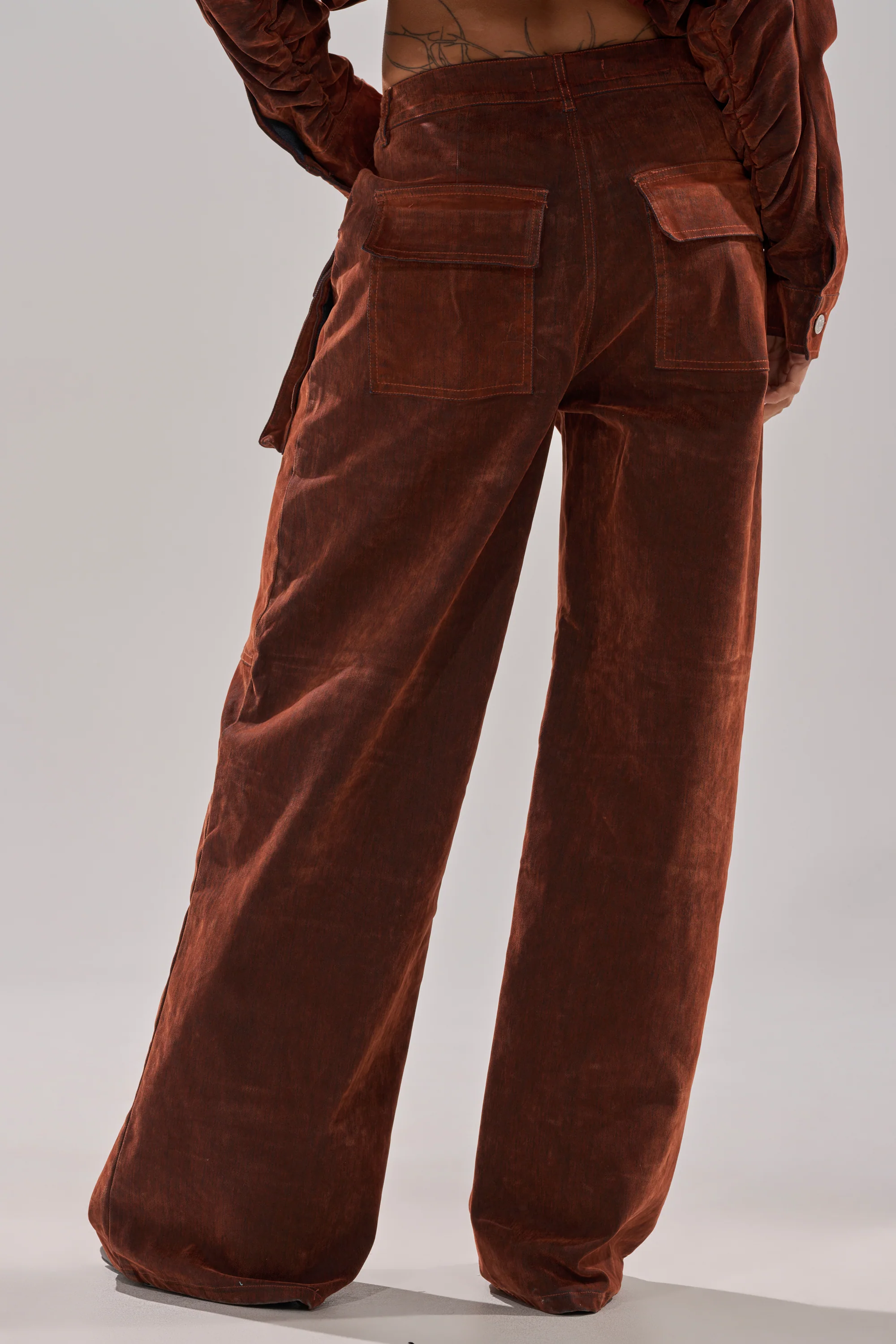 THINK ABOUT YOU ALL THE TIME VELVET DENIM CARGO TROUSER - Image 4