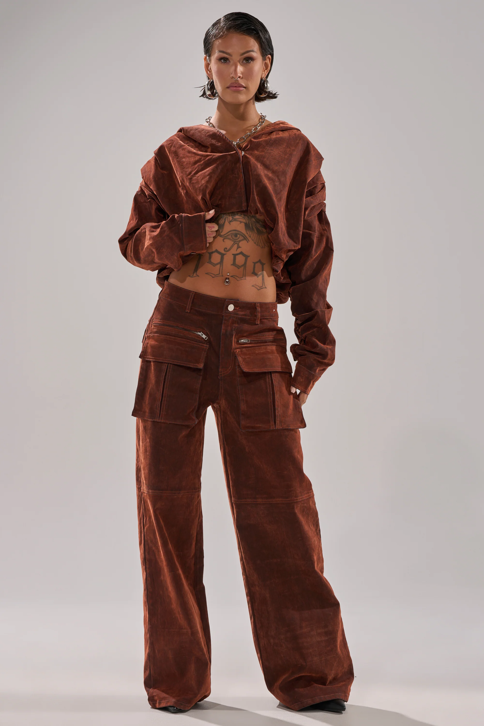 THINK ABOUT YOU ALL THE TIME VELVET DENIM CARGO TROUSER - Image 5