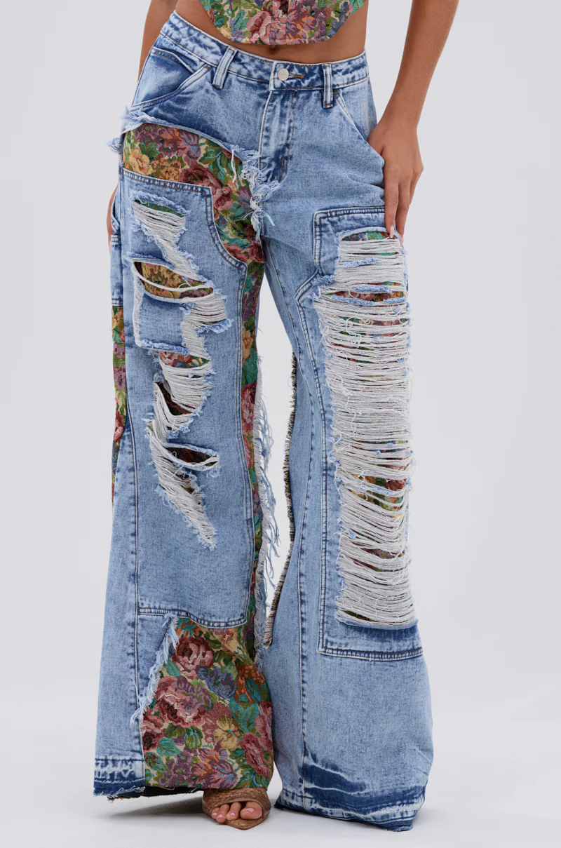 THOUGHT I KNEW YOU RELAXED DENIM WITH BROCADE - Image 3