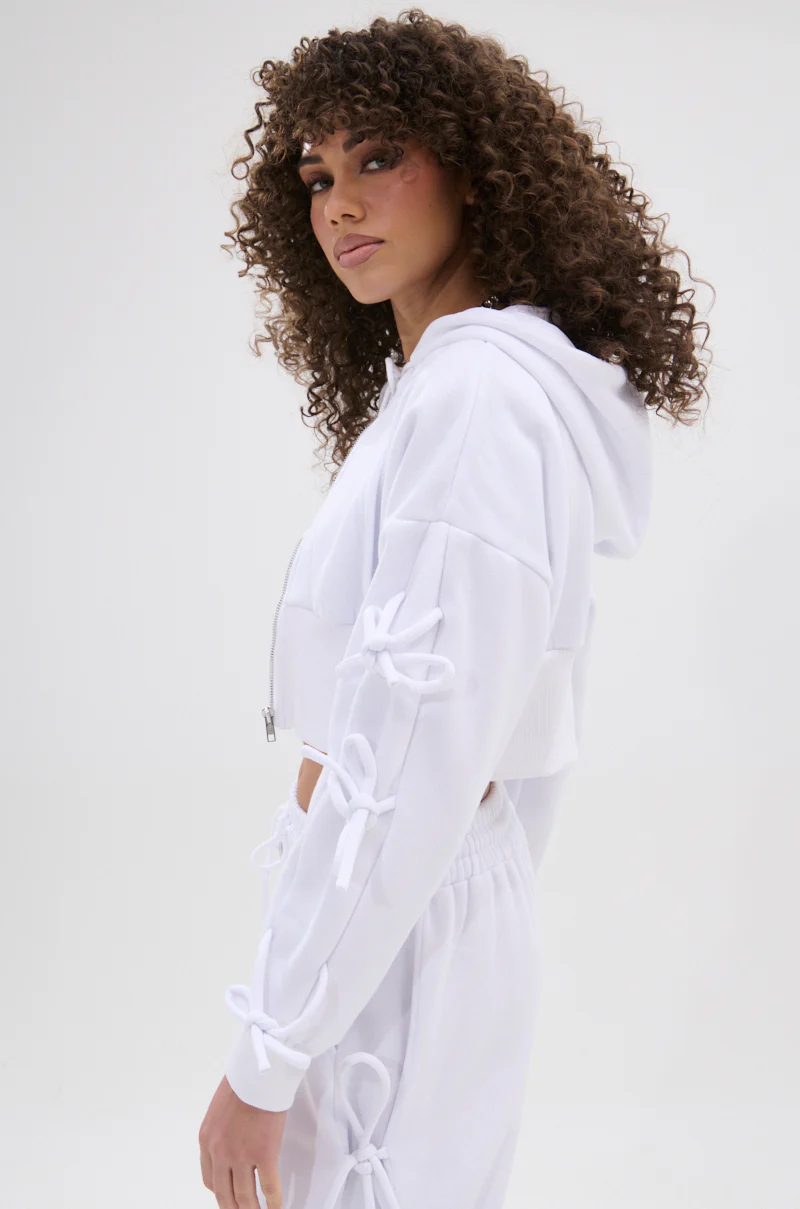 TIE ME UP HOODED ZIP UP SWEATSHIRT - Image 4