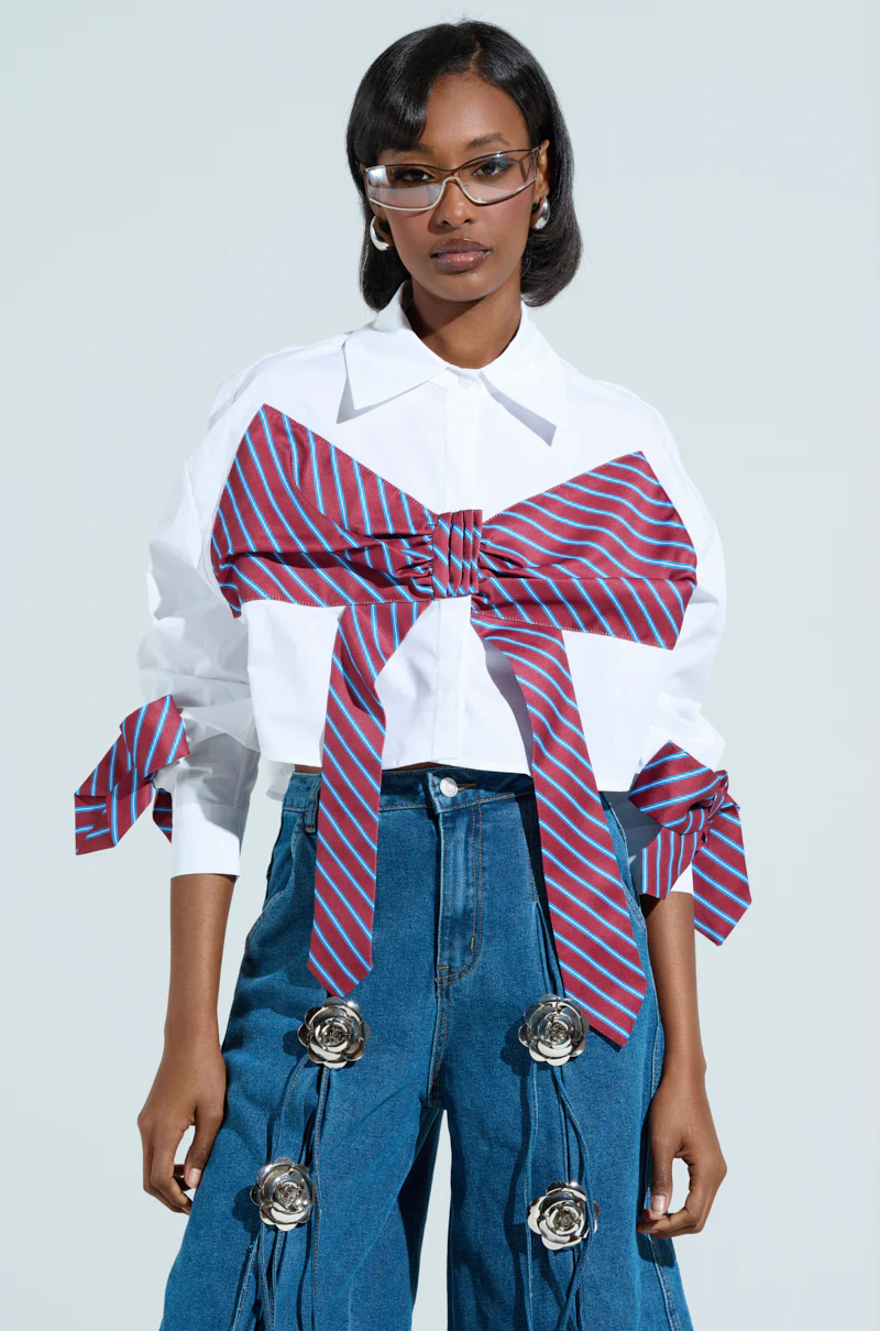 TIED TO YOU BUTTON DOWN BLOUSE