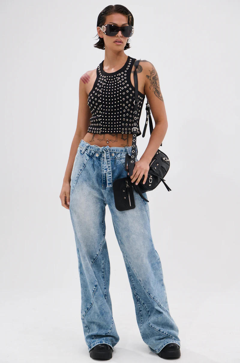 TIED TO YOU RELAXED DENIM PANT WITH TIE BELT - Image 7