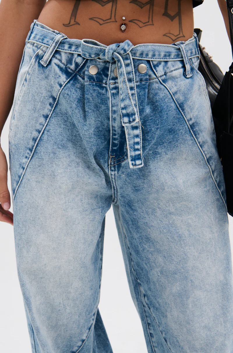 TIED TO YOU RELAXED DENIM PANT WITH TIE BELT - Image 8