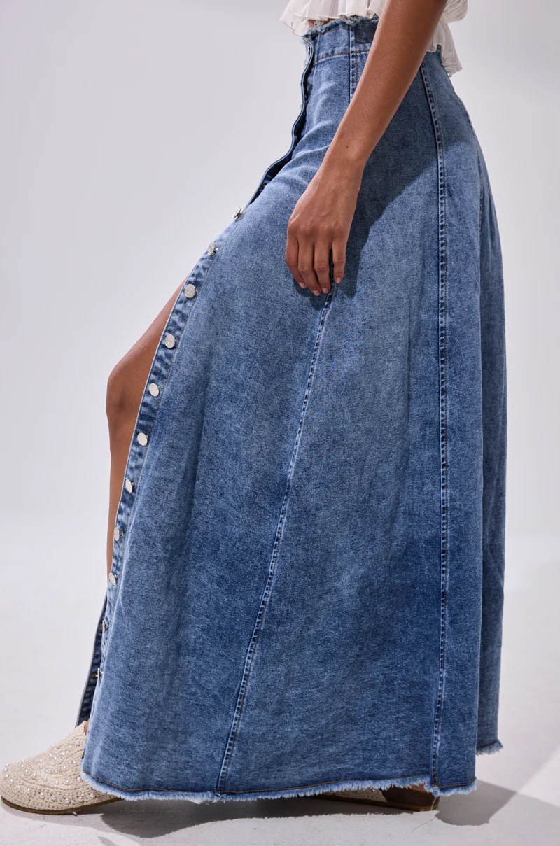TIFFANY BLUE DENIM MAXI SKIRT - Image 5