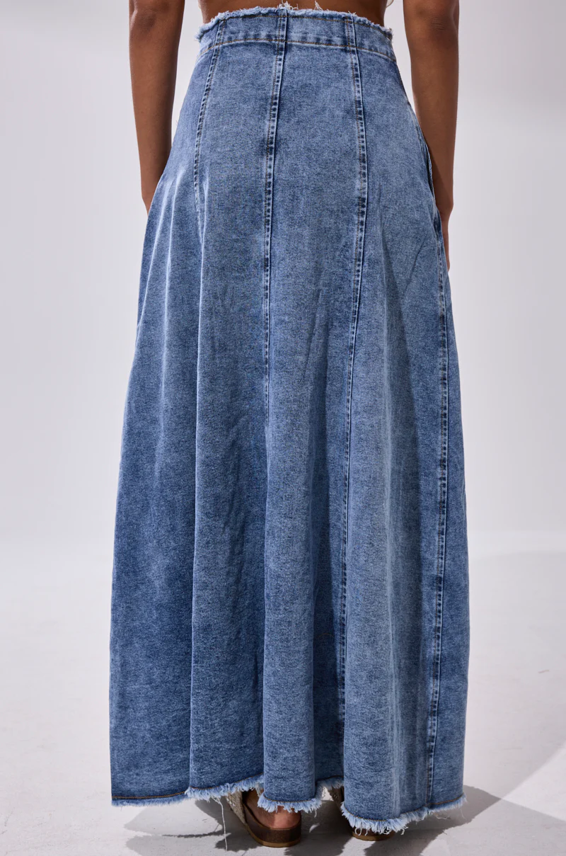 TIFFANY BLUE DENIM MAXI SKIRT - Image 6