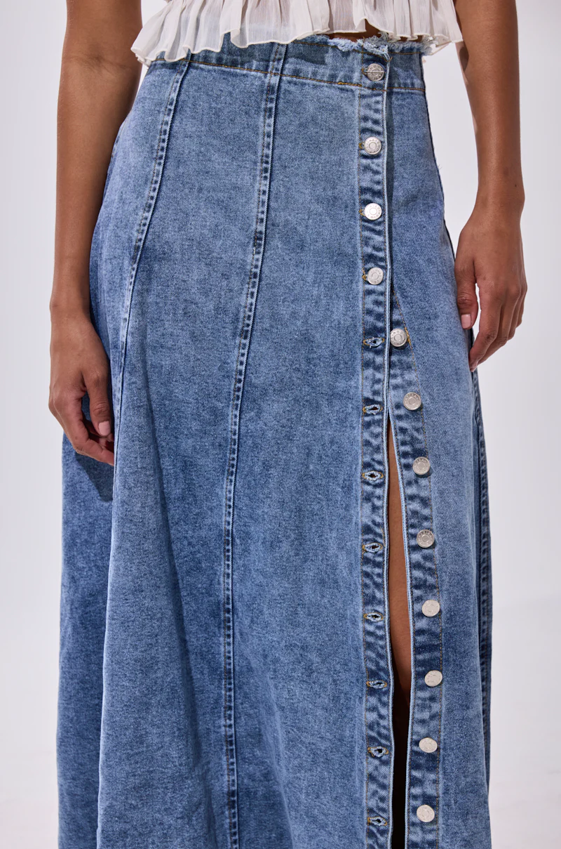 TIFFANY BLUE DENIM MAXI SKIRT - Image 8